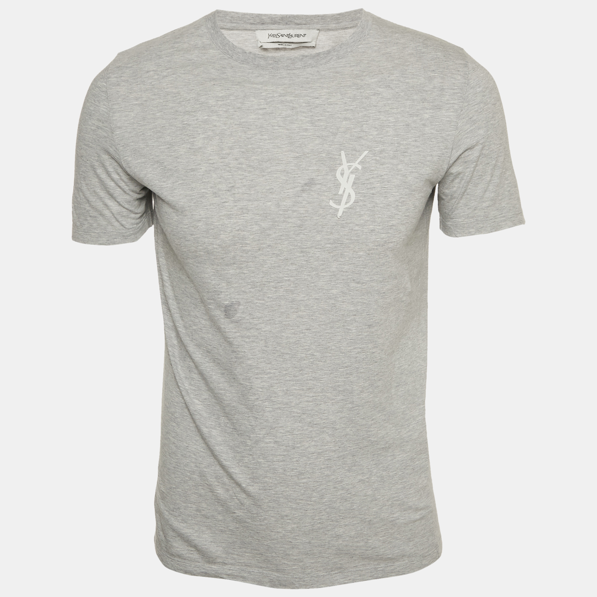 

Yves Saint Laurent Paris Grey Logo Applique Jersey T-Shirt S