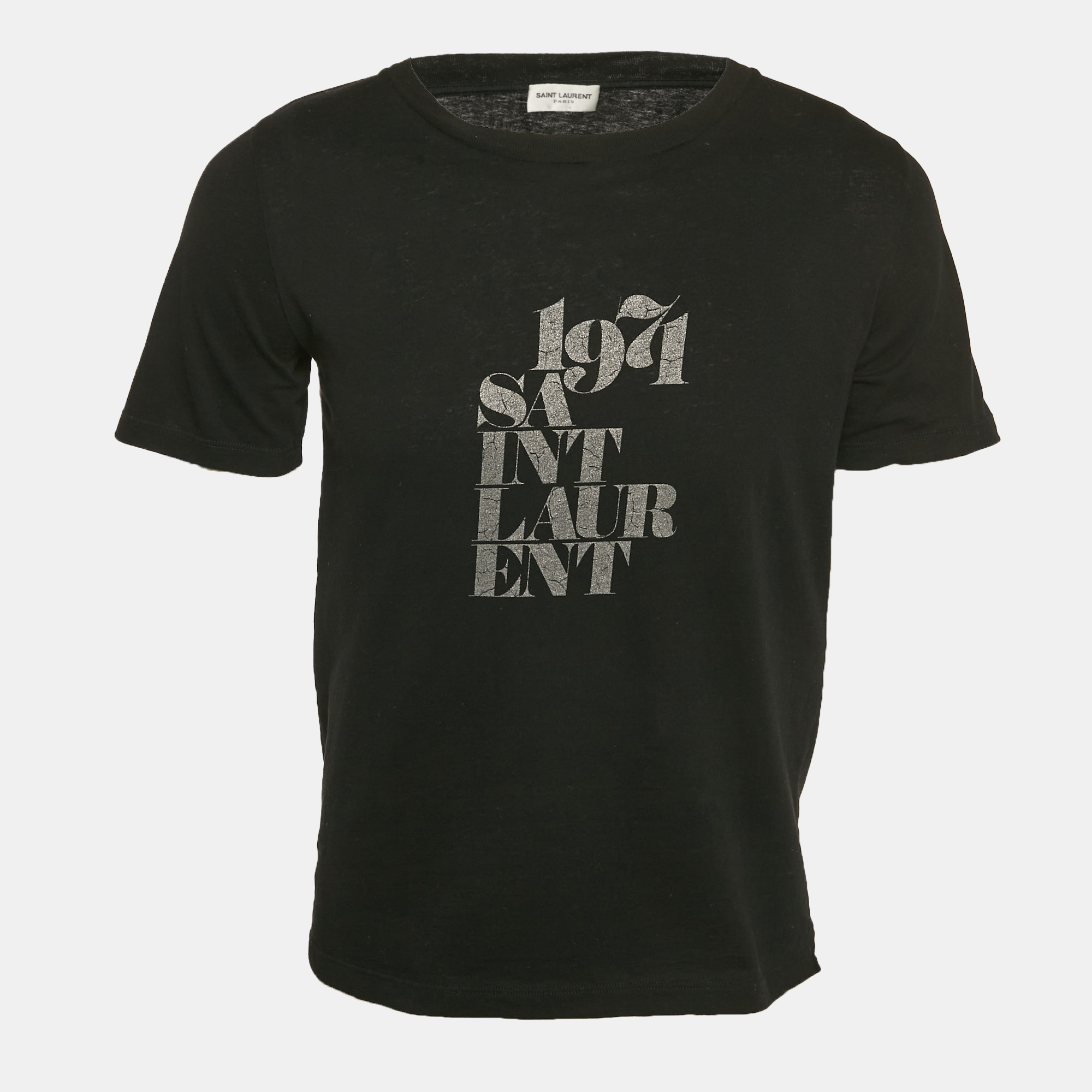 

Saint Laurent Paris Black Printed Jersey T-Shirt XS