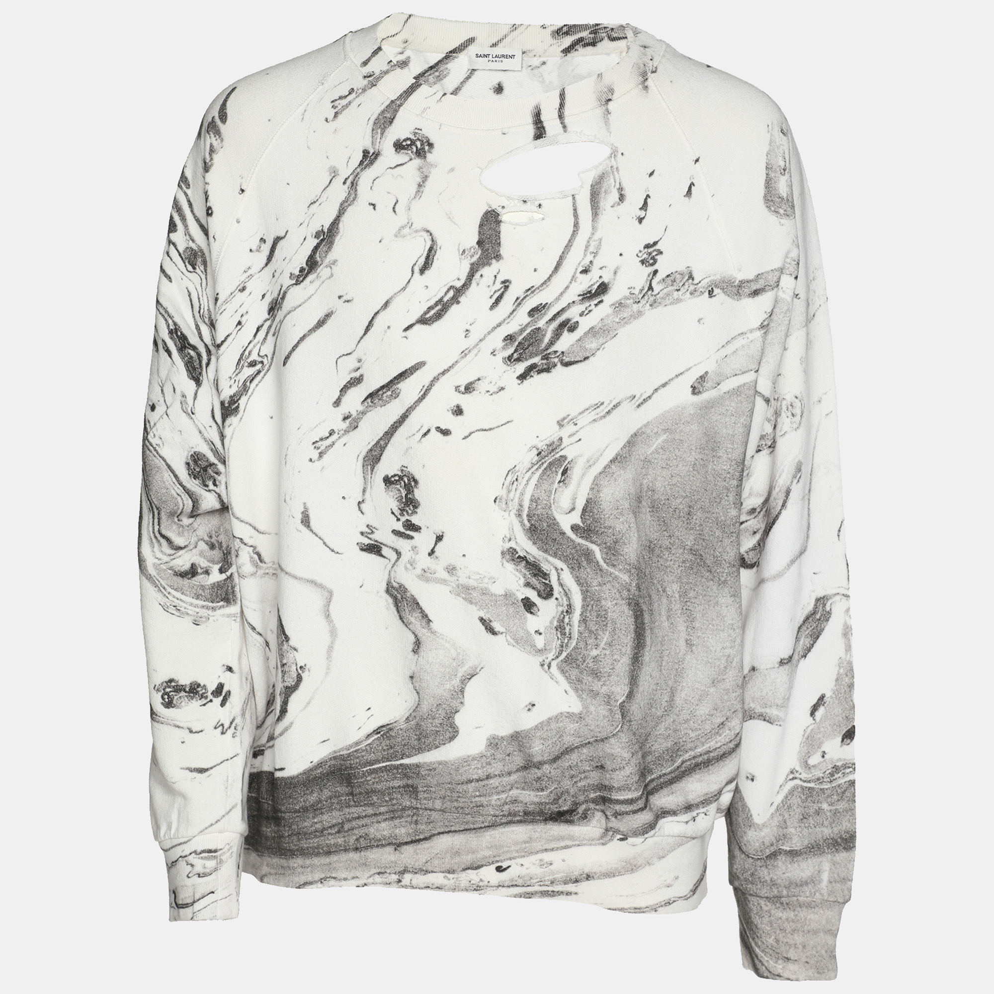 

Saint Laurent Grey Cotton Marble Print Sweatshirt L