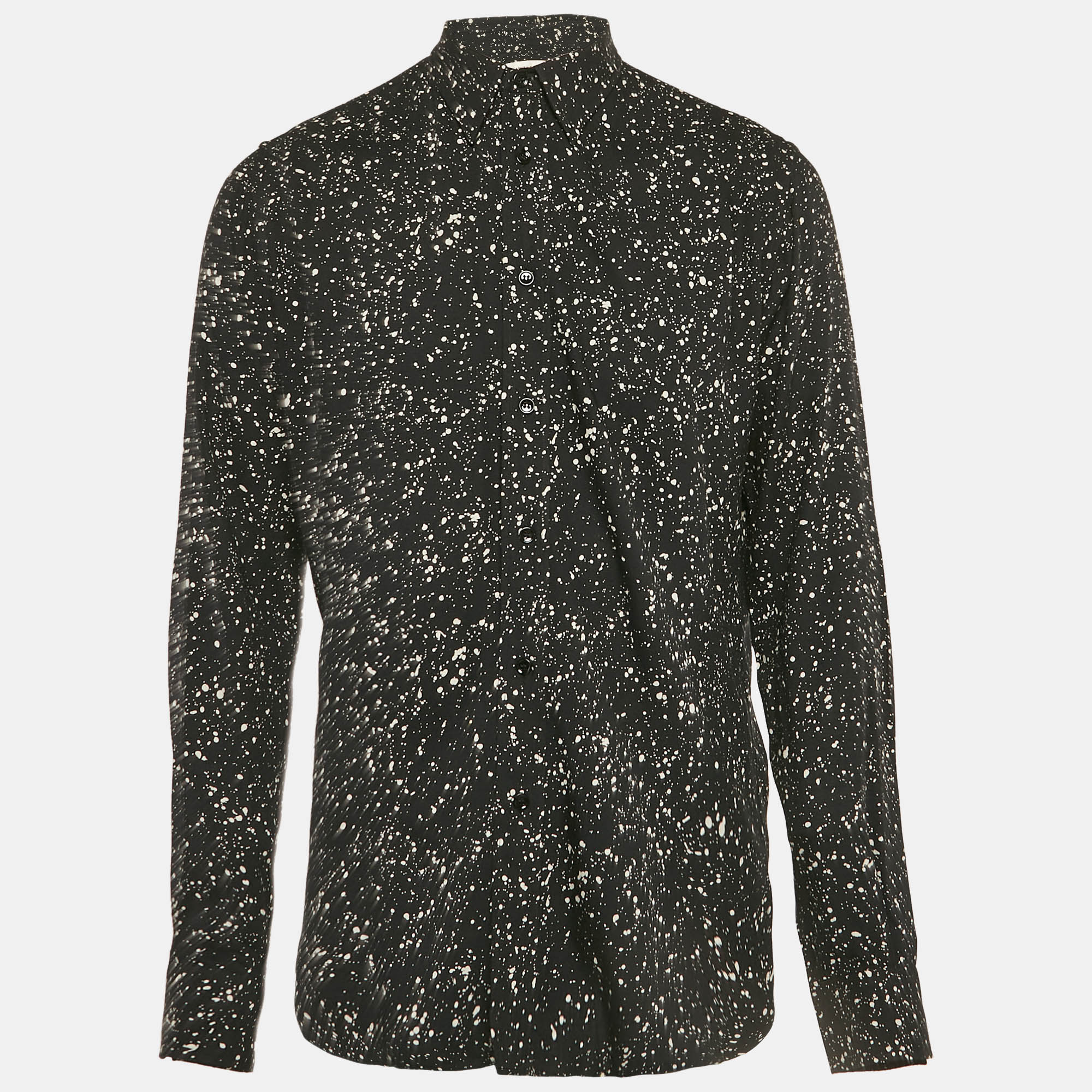 

Saint Laurent Black Print Crepe Full Sleeve Shirt XL