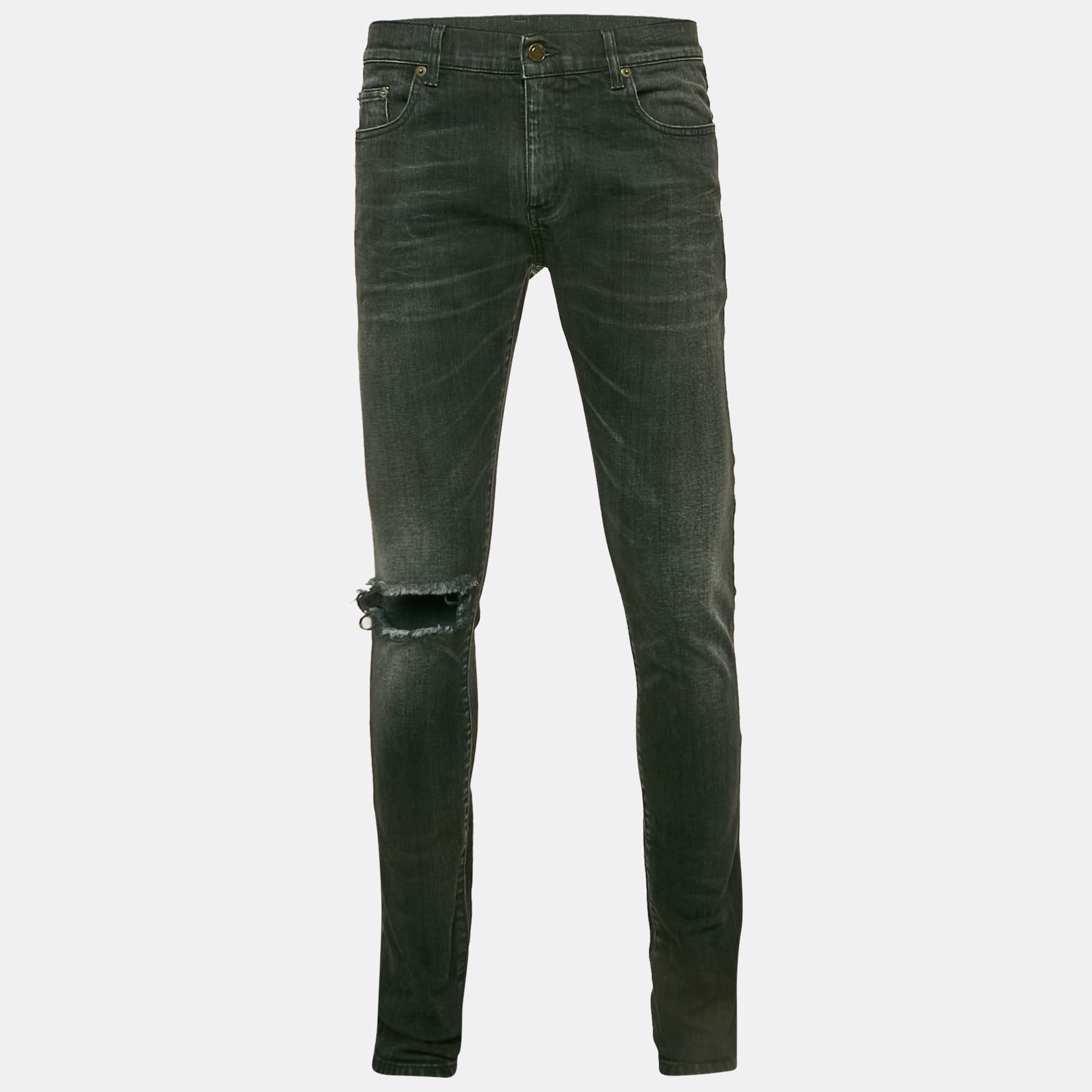 

Saint Laurent Paris Grey Faded Denim Skinny Jeans M Waist 32"
