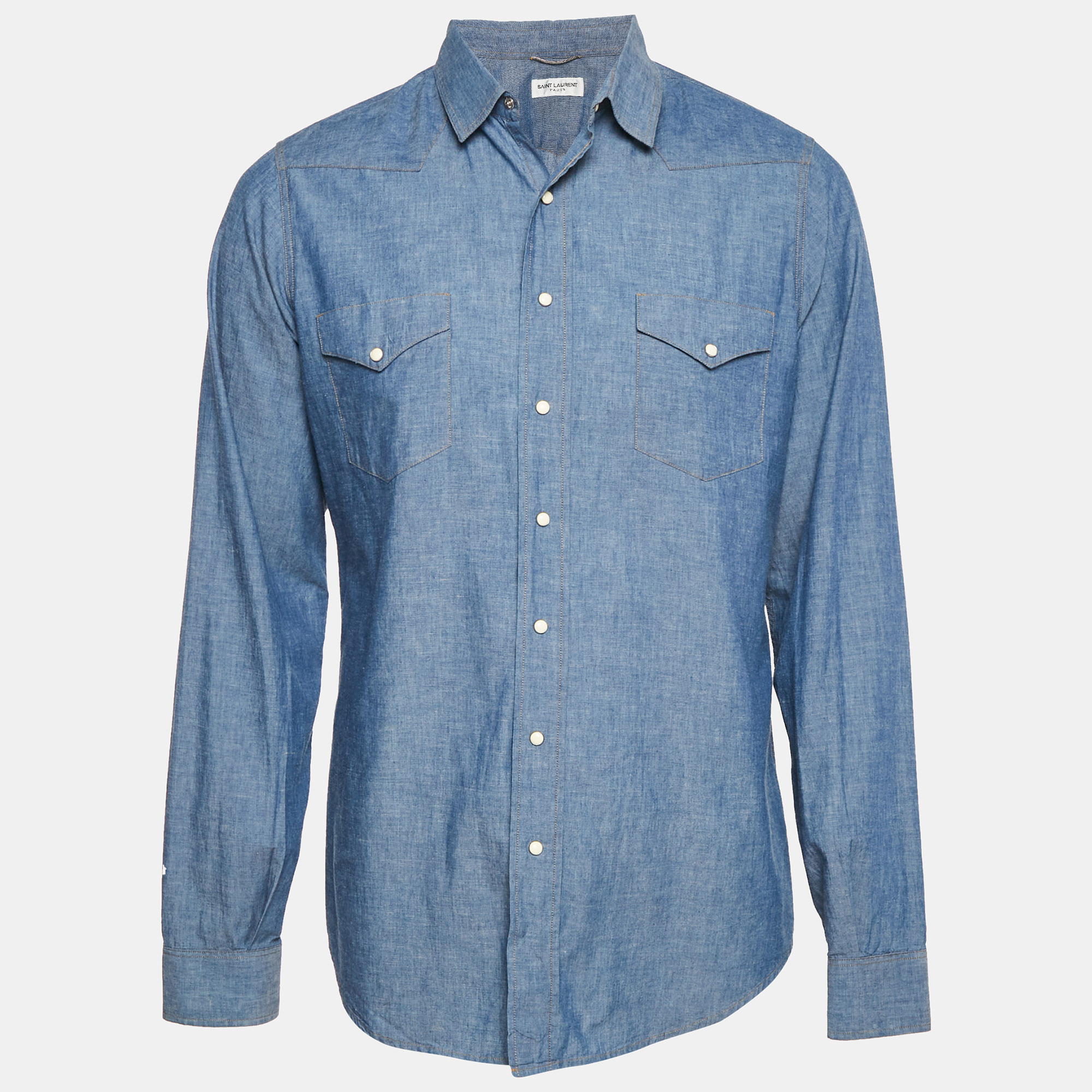 

Saint Laurent Paris Blue Chambray Button Front Shirt XL