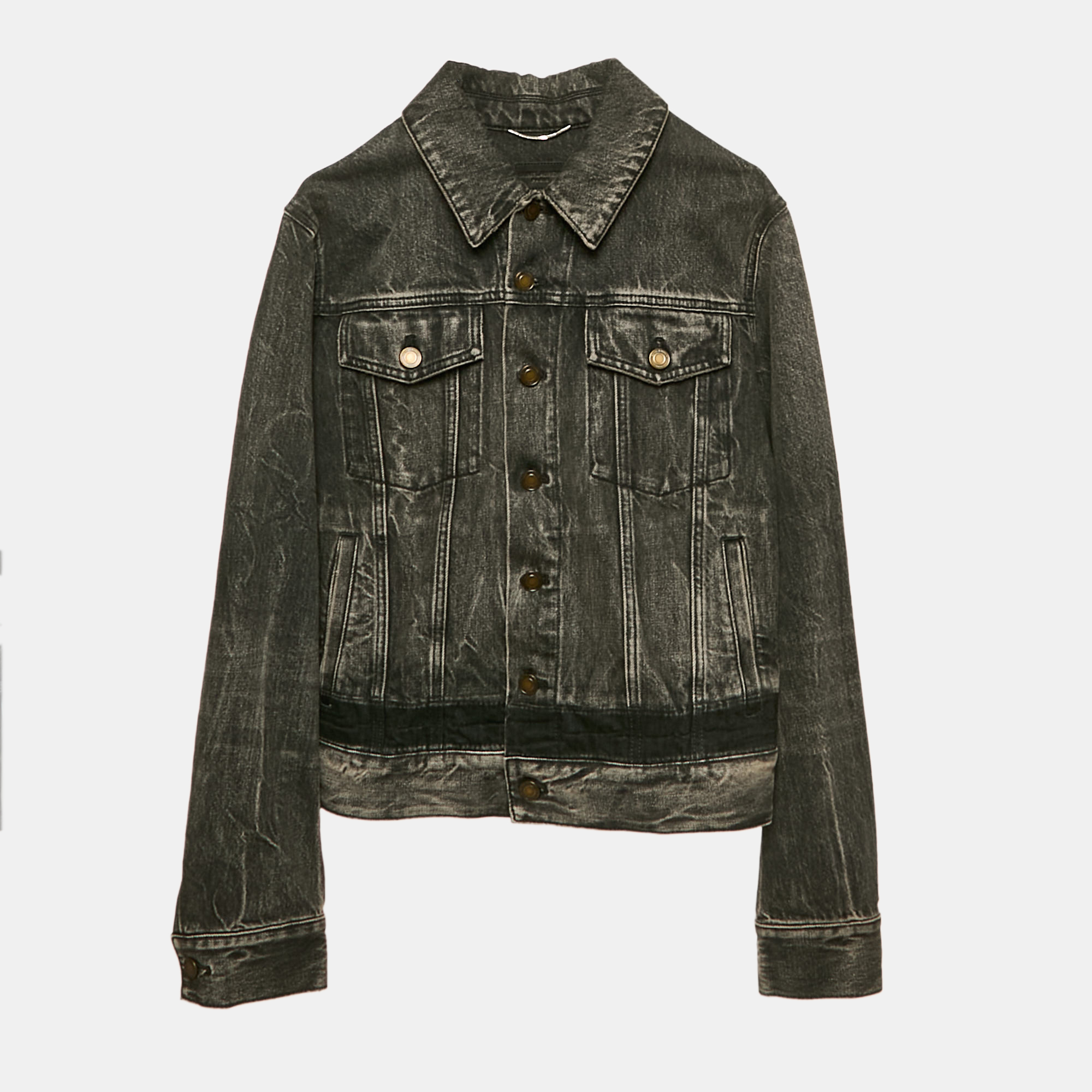 

Saint Laurent Faded Black Denim Jacket XS, Grey