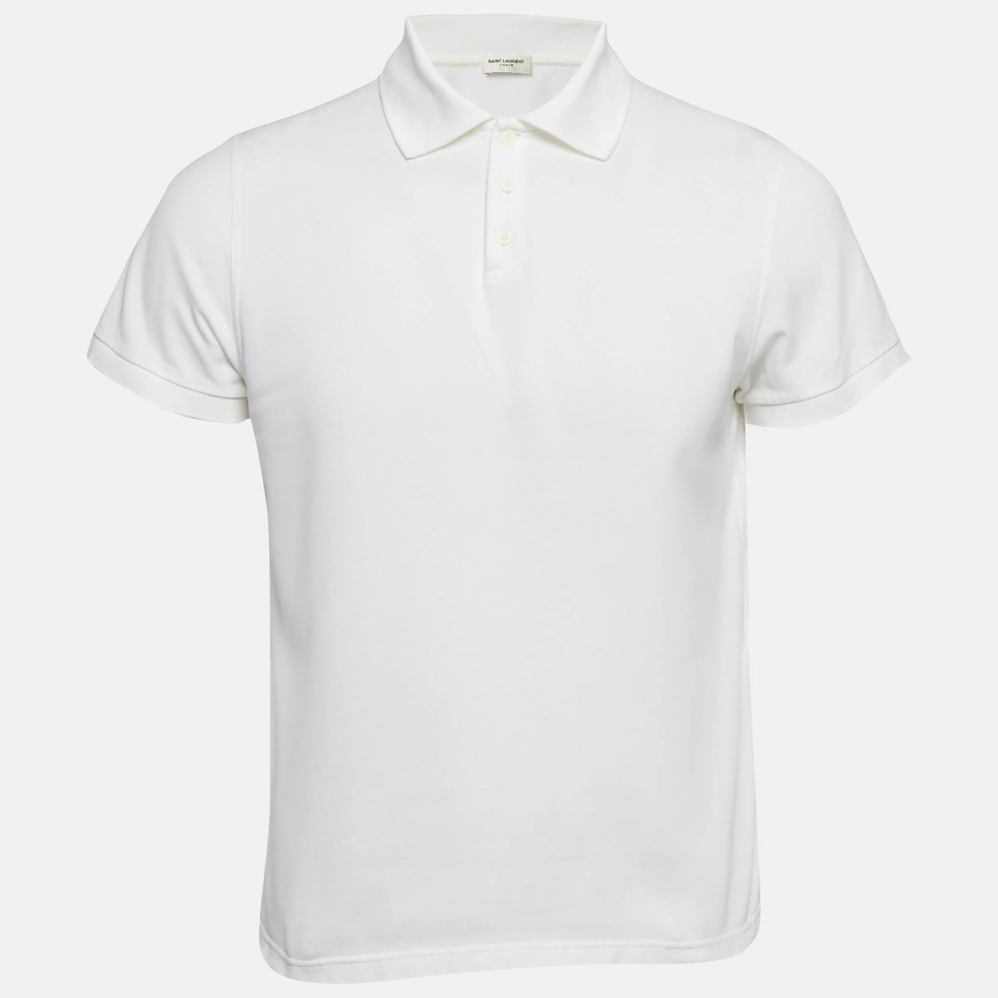 

Saint Laurent White Cotton Pique Polo T-Shirt M