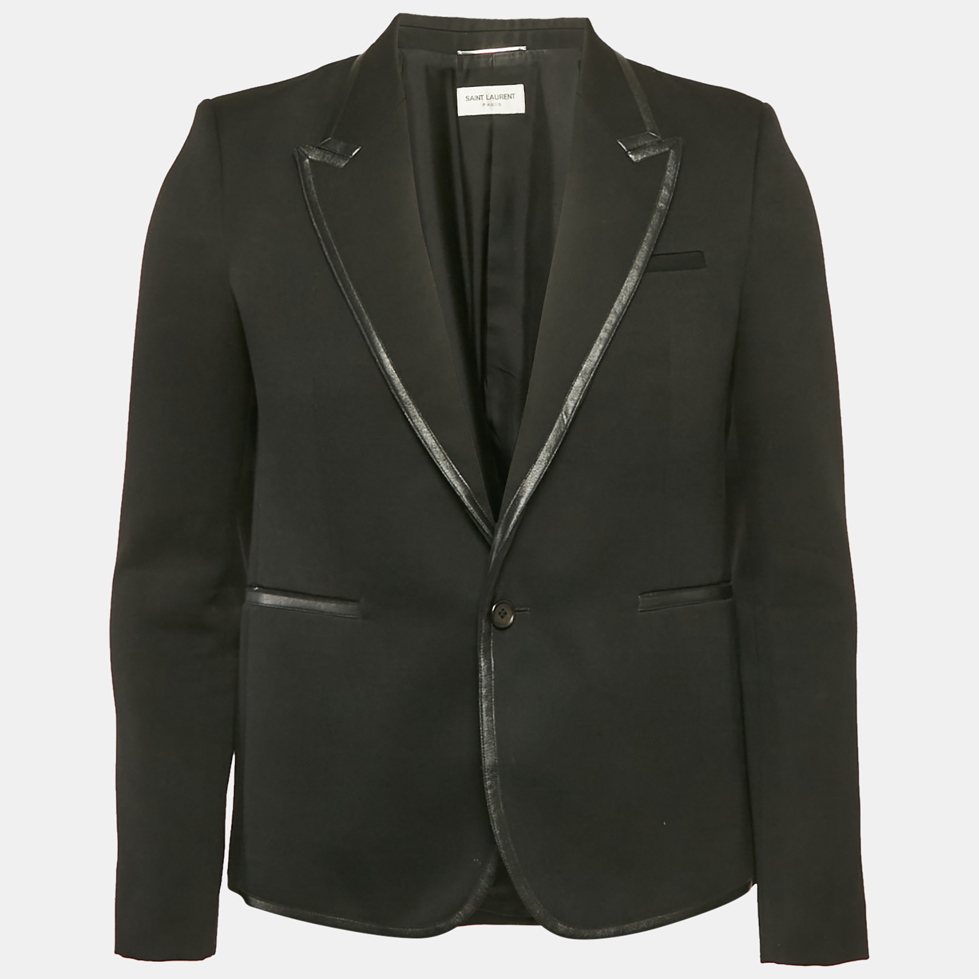 

Saint Laurent Black Wool & Leather Trim Blazer M