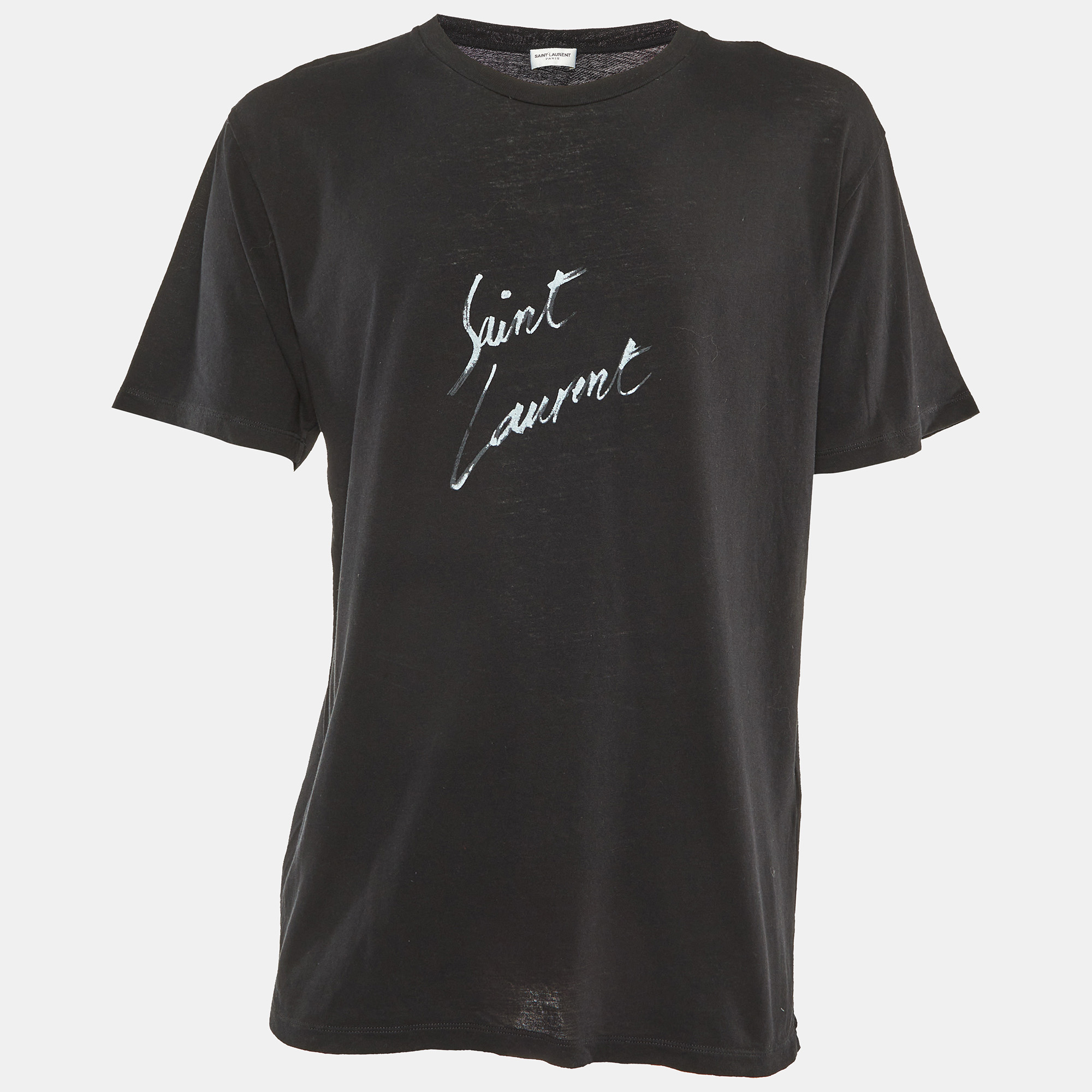 

Saint Laurent Paris Black Signature Cotton Crew Neck T-Shirt M