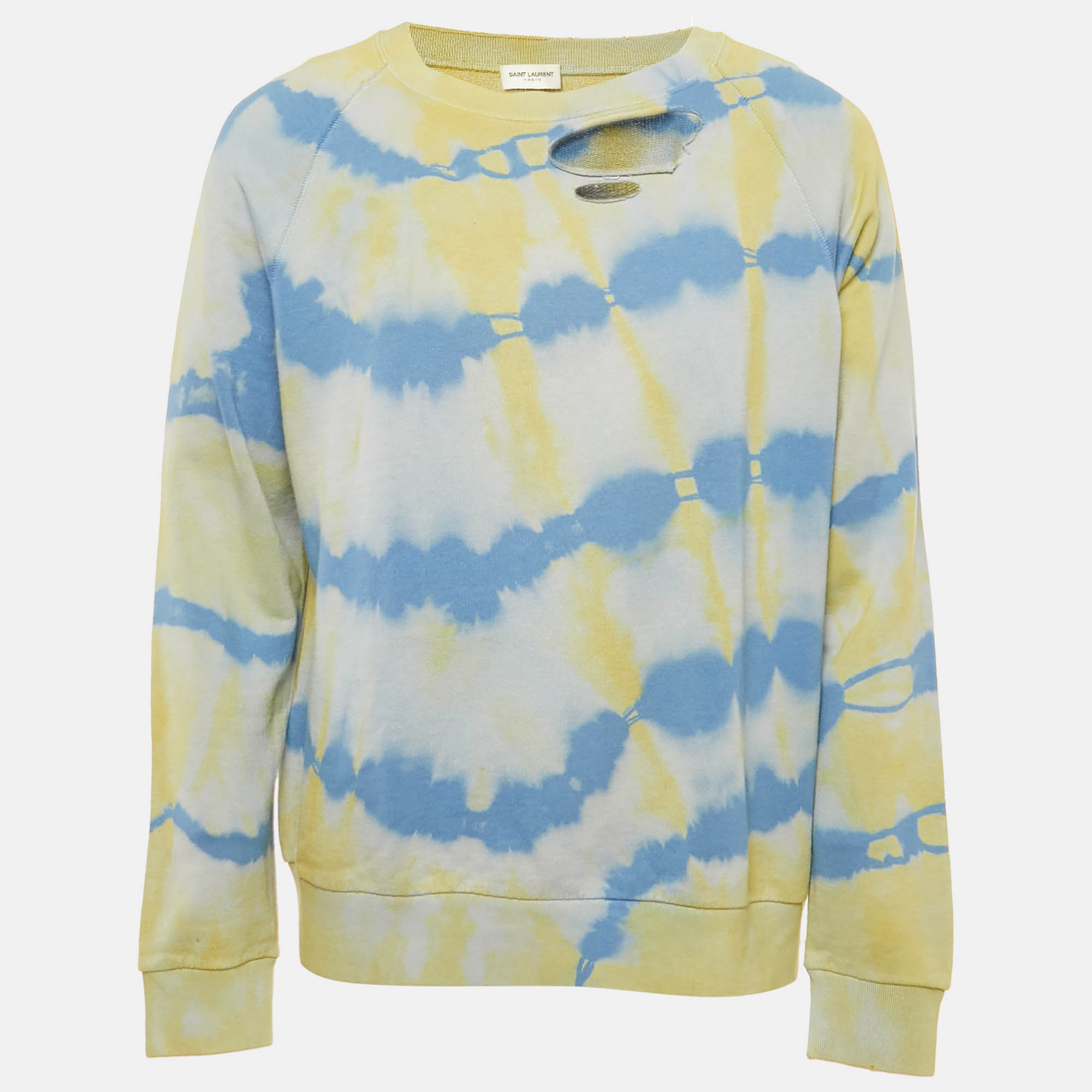 

Saint Laurent Paris Tie-Dye Cotton Distressed Sweatshirt XL, Multicolor