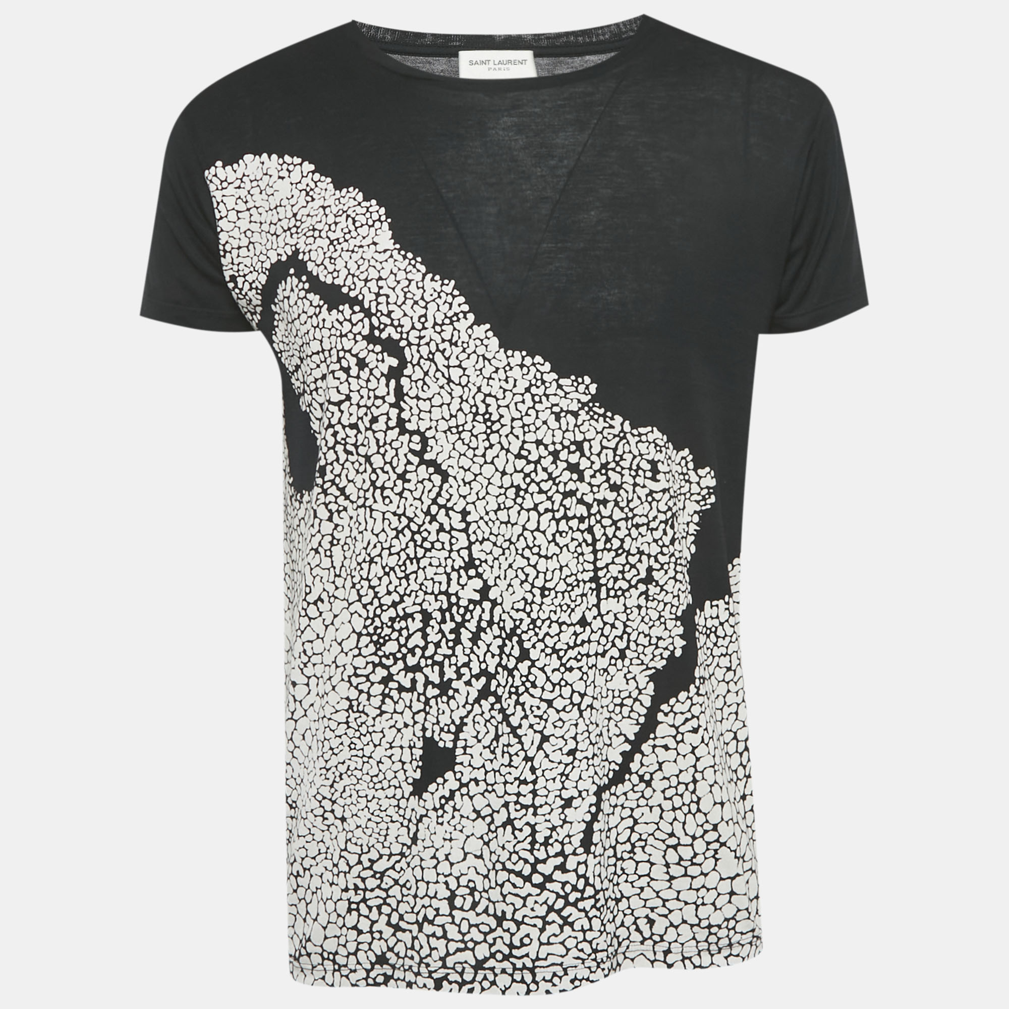 Pre-owned Saint Laurent Black Printed Cotton T-shirt S