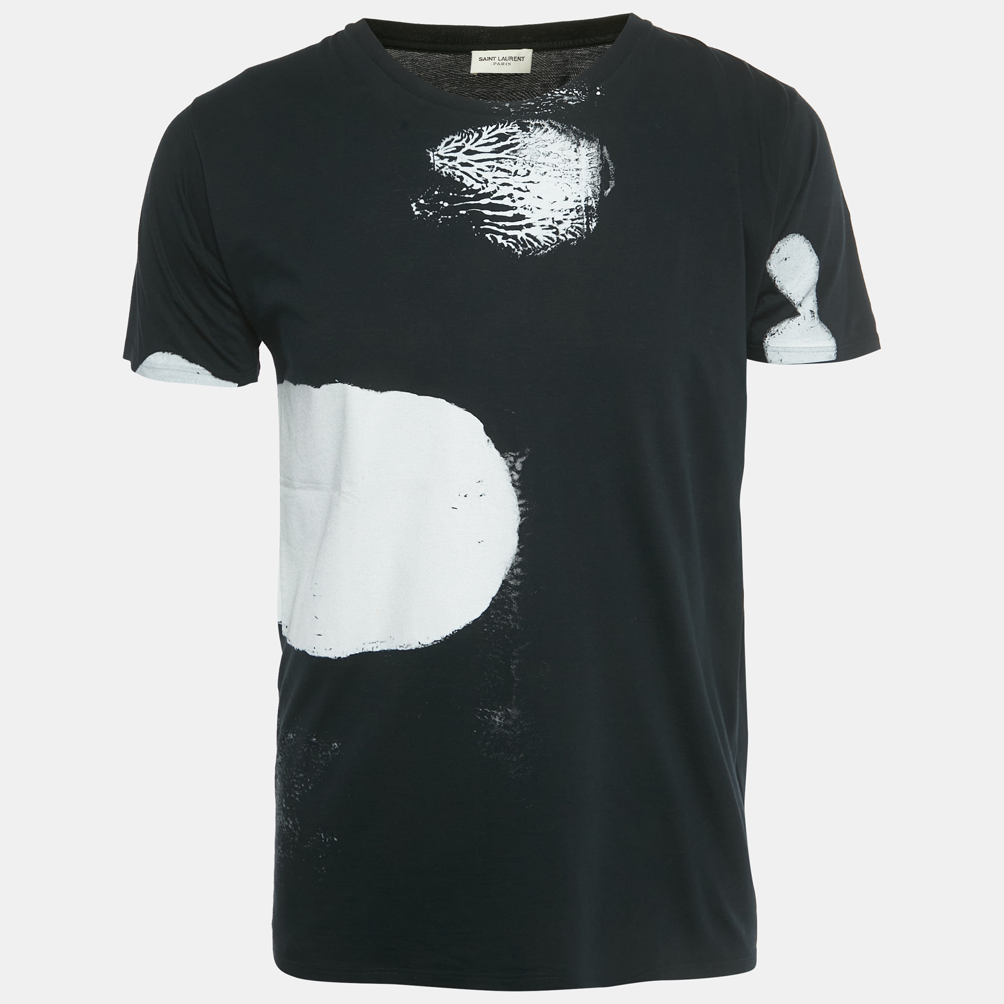 Pre-owned Saint Laurent Black Printed Cotton T-shirt S