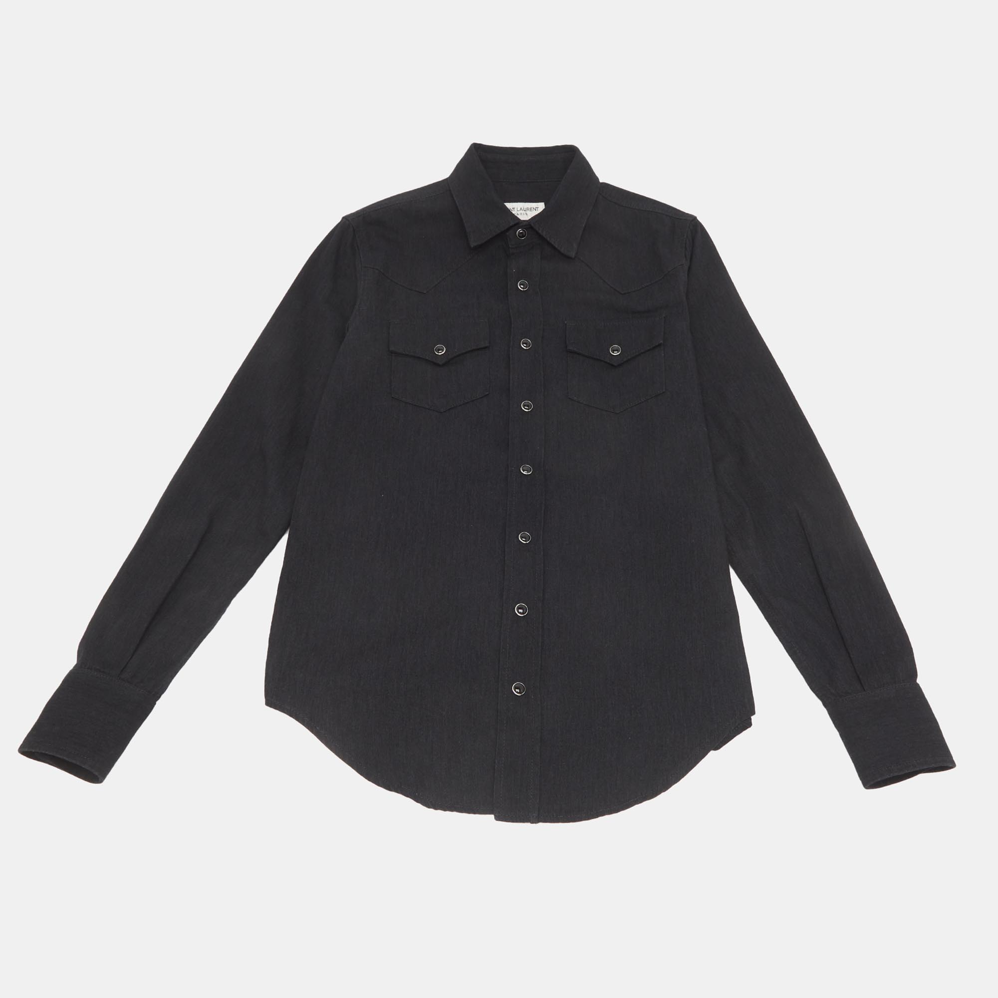 Pre-owned Saint Laurent Black Denim Long Sleeve Shirt S