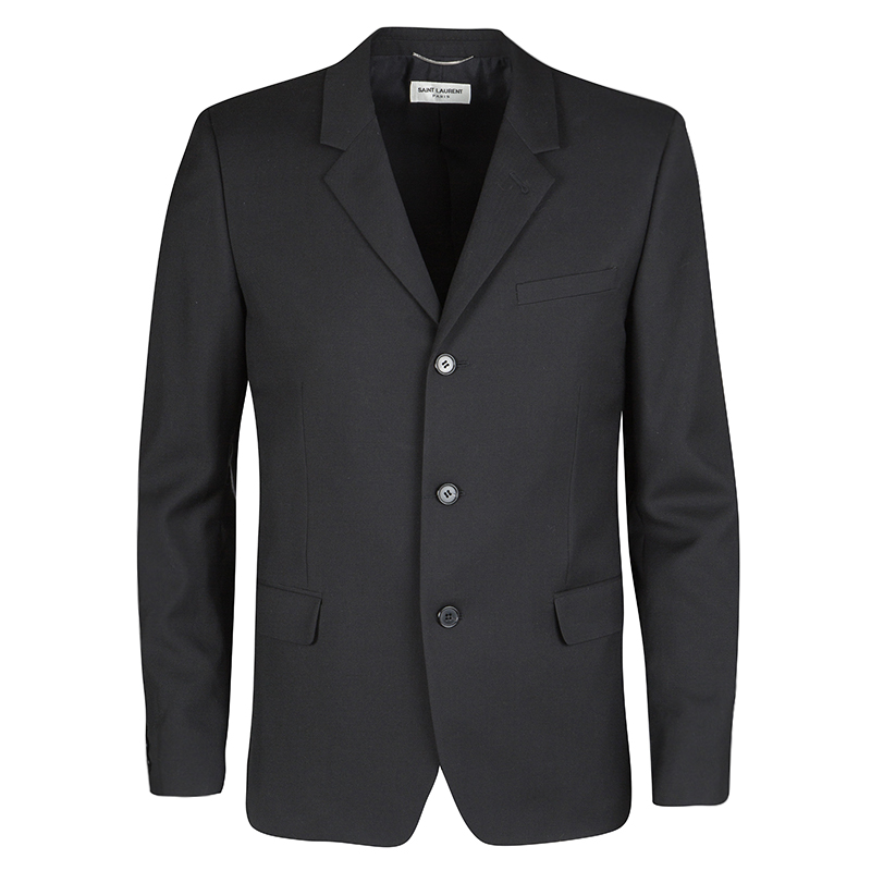 Saint Laurent Paris Black Tailored Wool Blazer XL