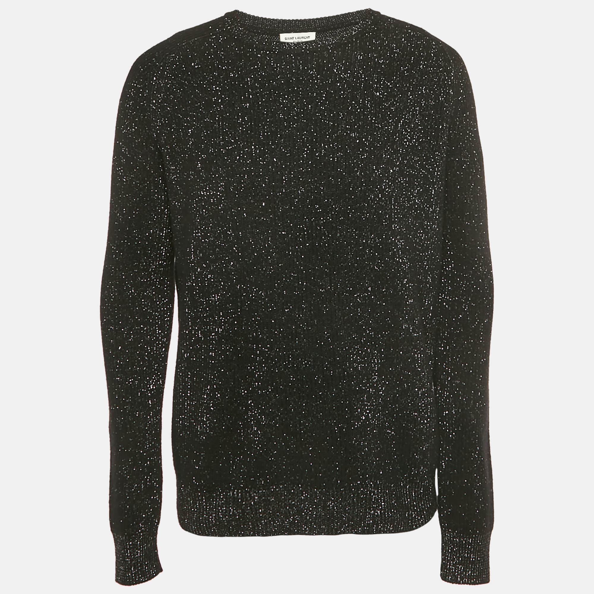 

Saint Laurent Paris Black Lurex Wool Blend Sweater M