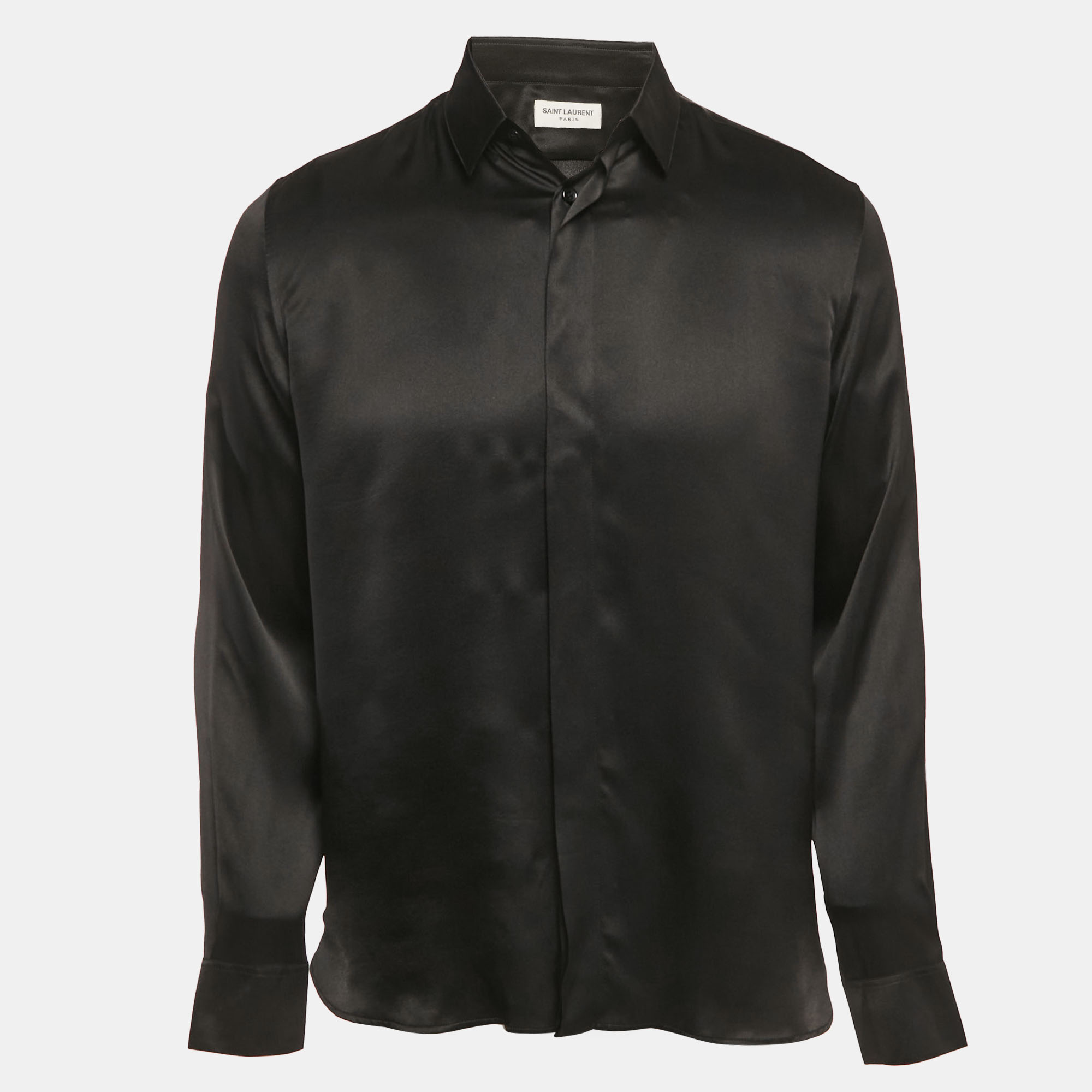 

Saint Laurent Black Satin Long Sleeve Shirt S