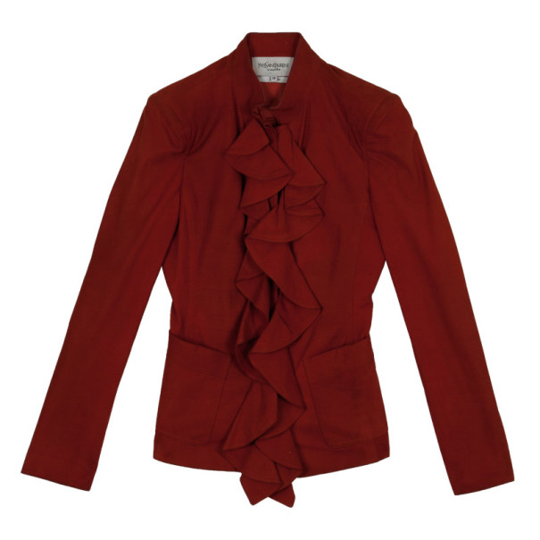 مملوكة مسبقًا Saint Laurent Paris Silk Suede Ruffle Jacket M