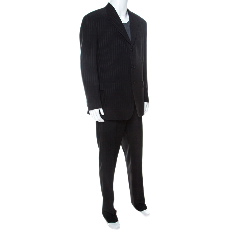 

Yves Saint Laurent Black Wool Pinstripe Classic Tailored Suit