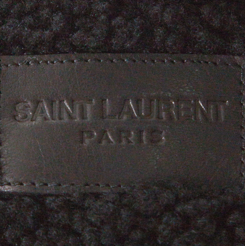 Saint Laurent Paris Black Shearling Lined Distressed Denim Jacket