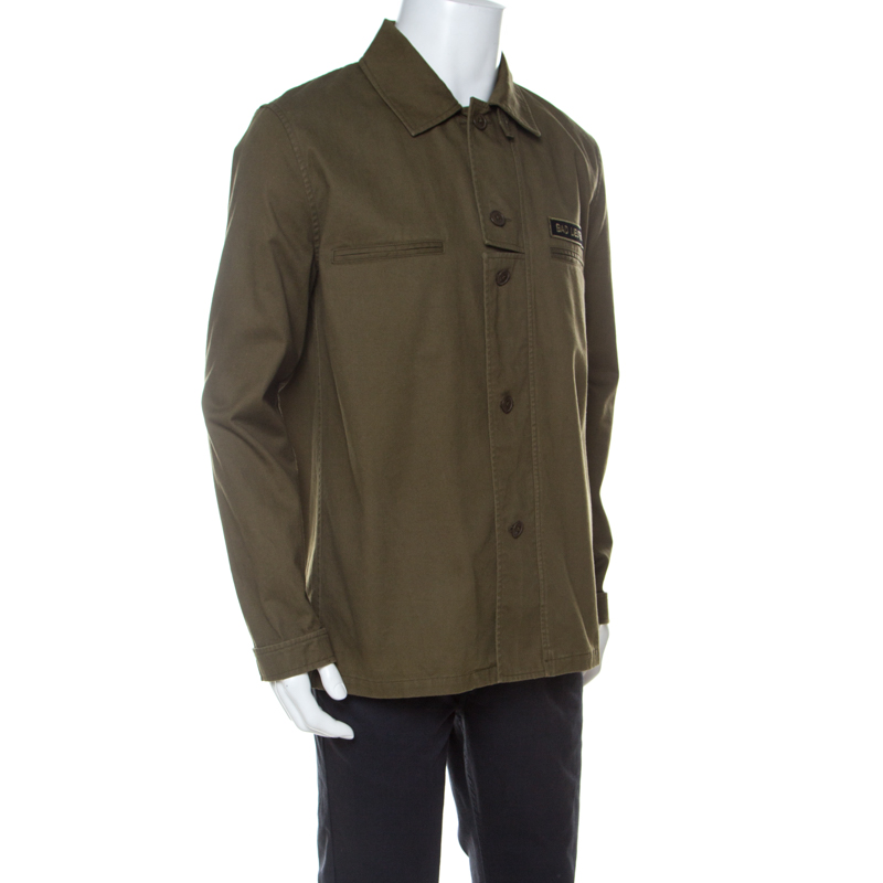 

Saint Laurent Paris Khaki Green Cotton Blend Lieutenant Jacket