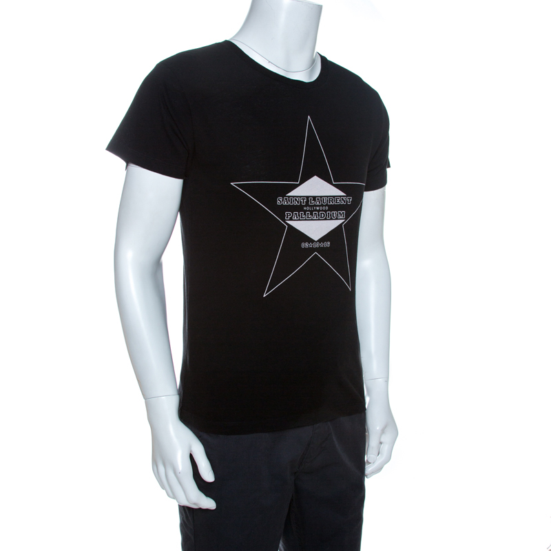 

Saint Laurent Paris Black Cotton Hollywood Palladium Print T Shirt