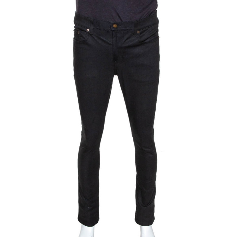 Pre Owned بنطلون جينز سان لوران باريس قصه ضيقة دنيم أسود وسط (ميديوم) 