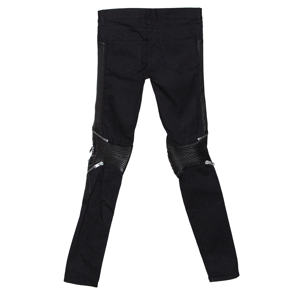 

Saint Laurent Paris Black Denim Biker Jeans