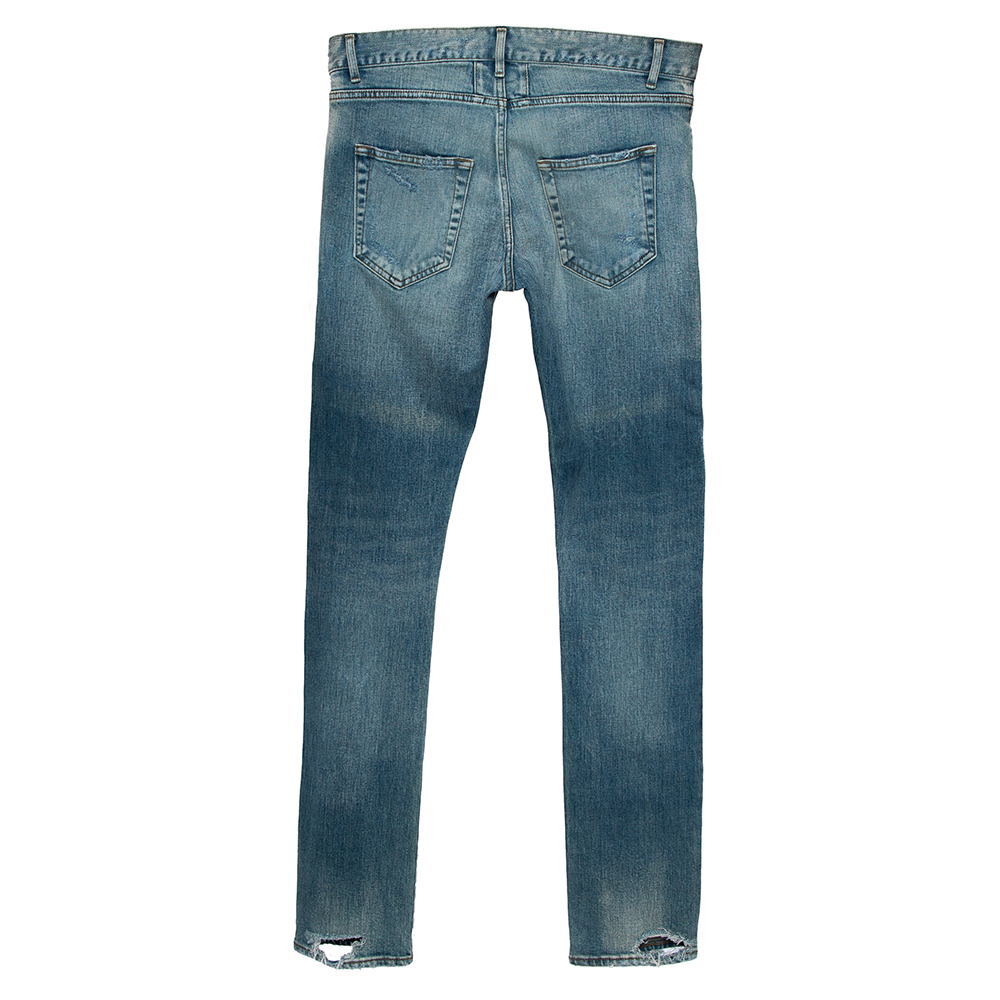 

Saint Laurent Paris Blue Washed Out Denim Distressed Jeans