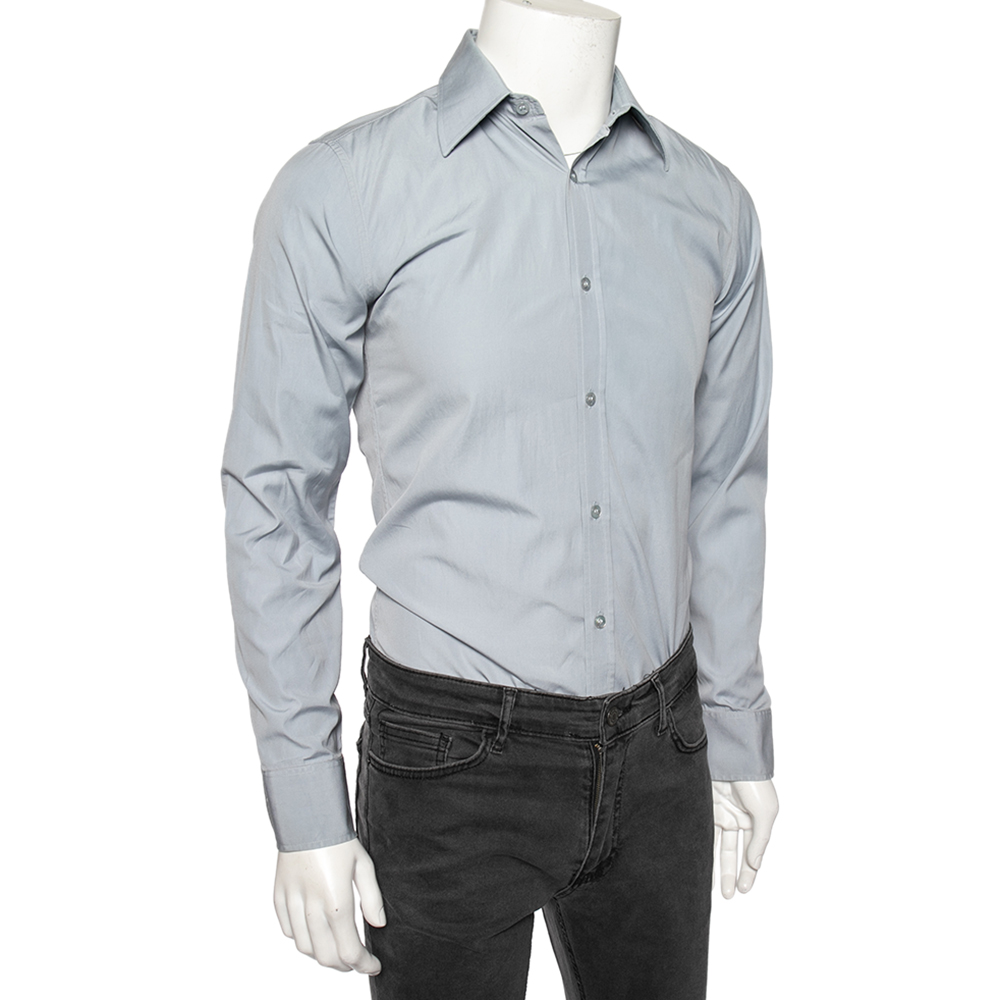 

Yves Saint Laurent Grey Cotton Button Front Shirt