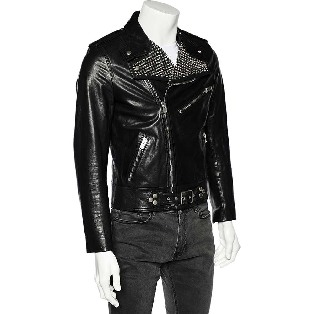 

Saint Laurent Paris Black Studded Leather Biker Jacket