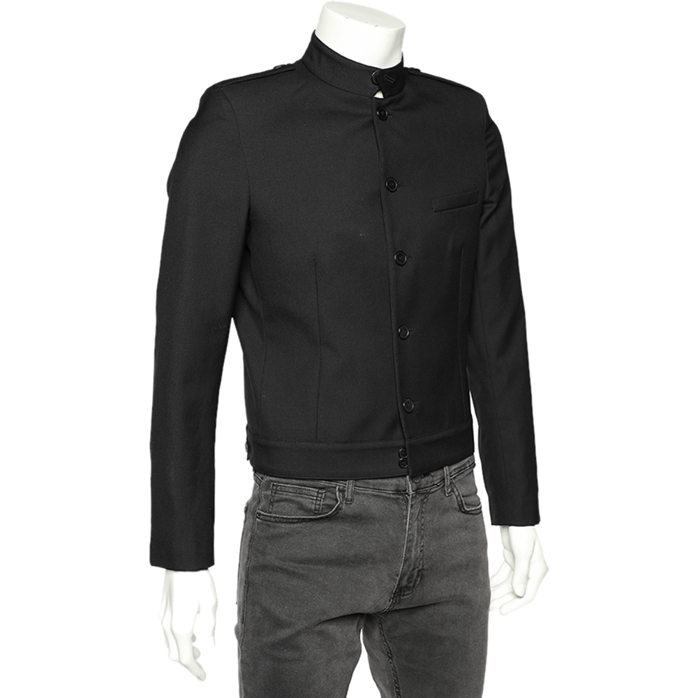 

Saint Laurent Black Wool Stand Collar Jacket