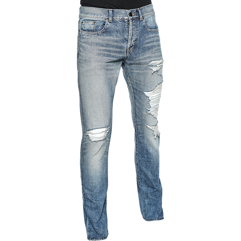 

Saint Laurent Blue Distressed Denim Slim Fit Jeans