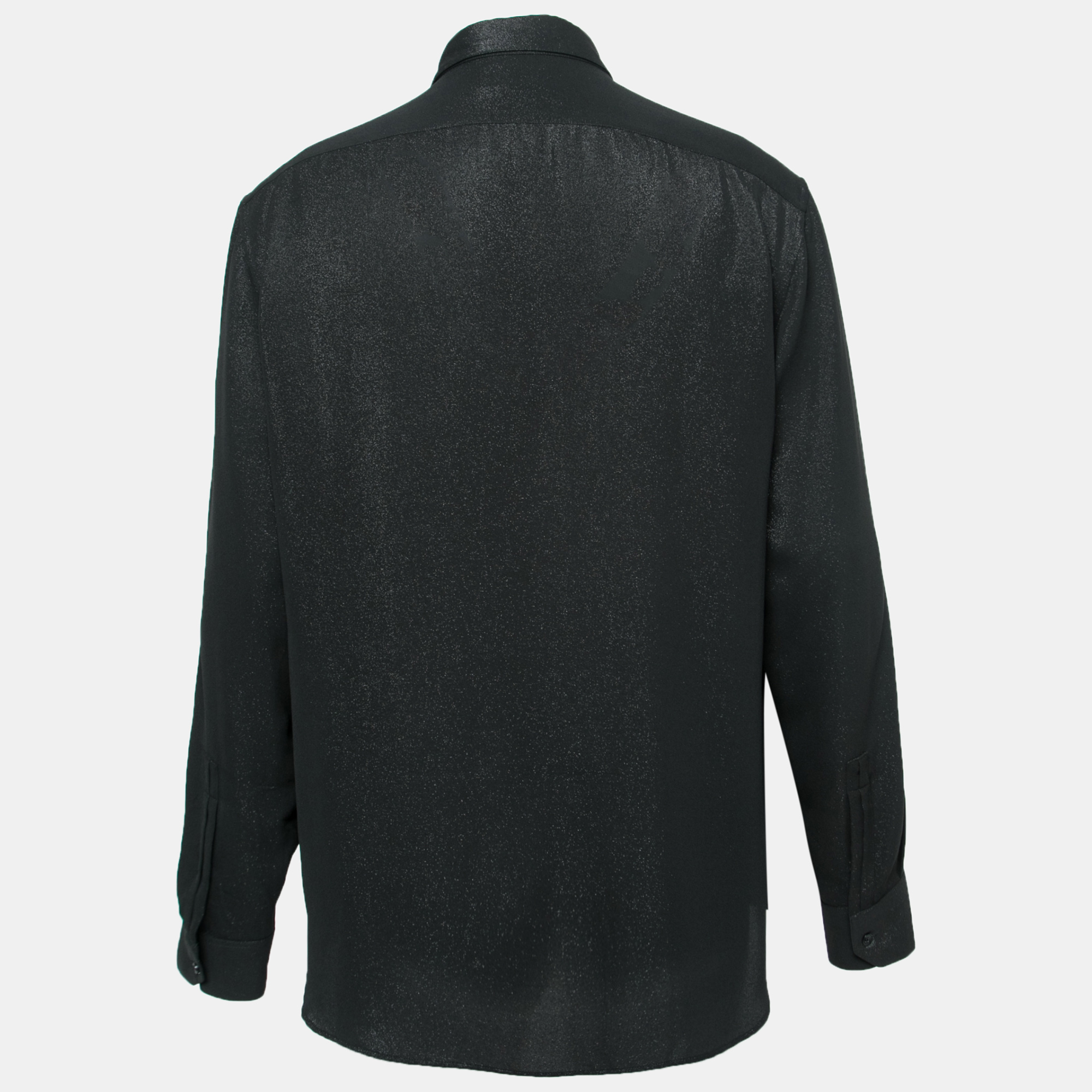 

Saint Laurent Black Shiny Black Silk Button Front Shirt