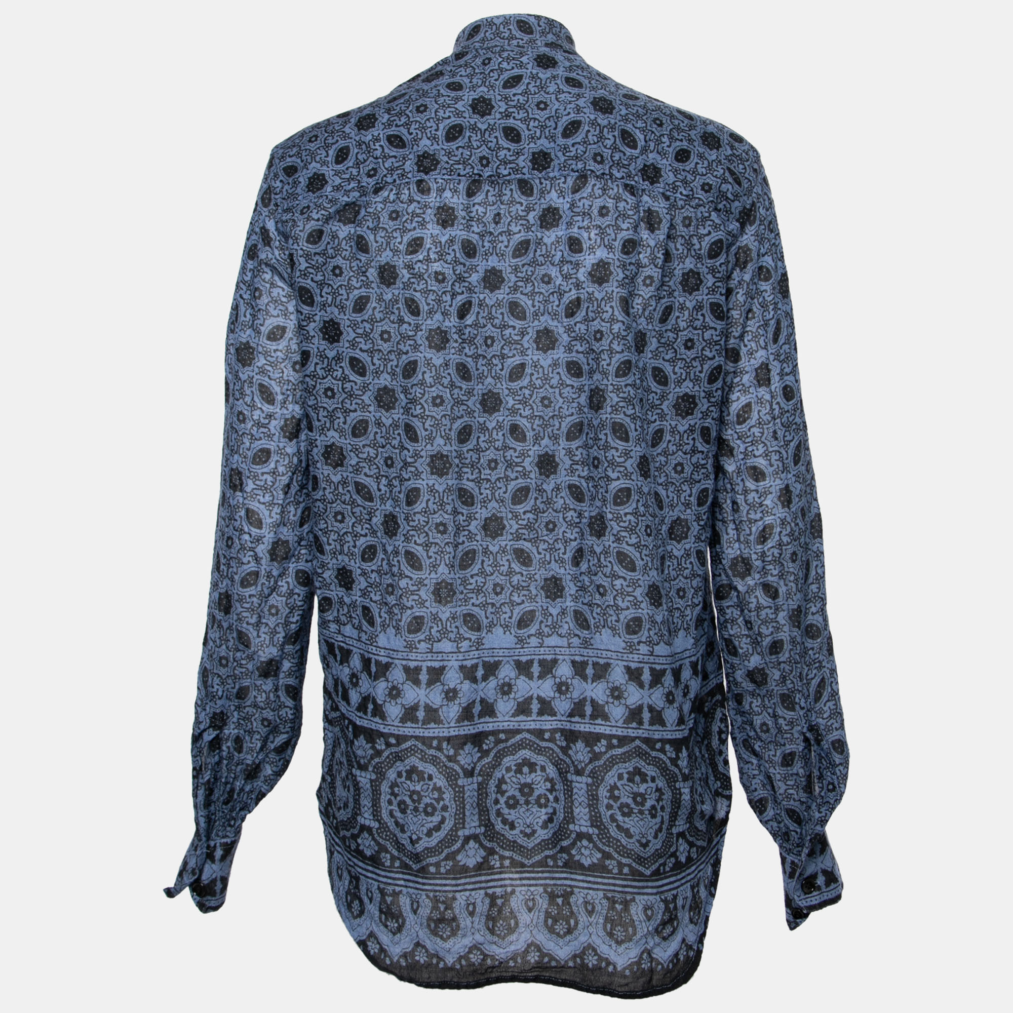 

Saint Laurent Blue Printed Wool & Silk Long Sleeve Tunic