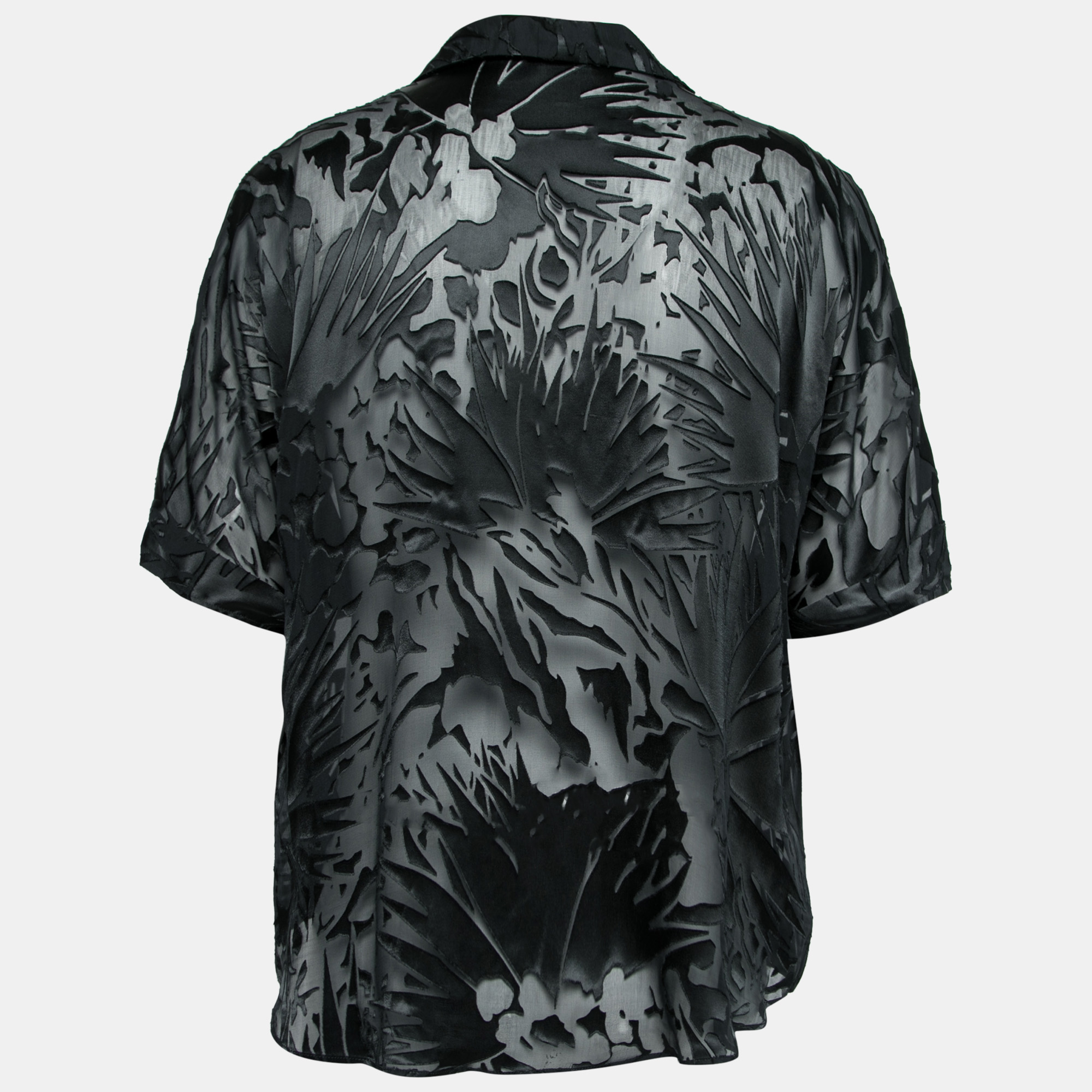 

Saint Laurent Black Floral Devoré Silk Sheer Button Front Shirt