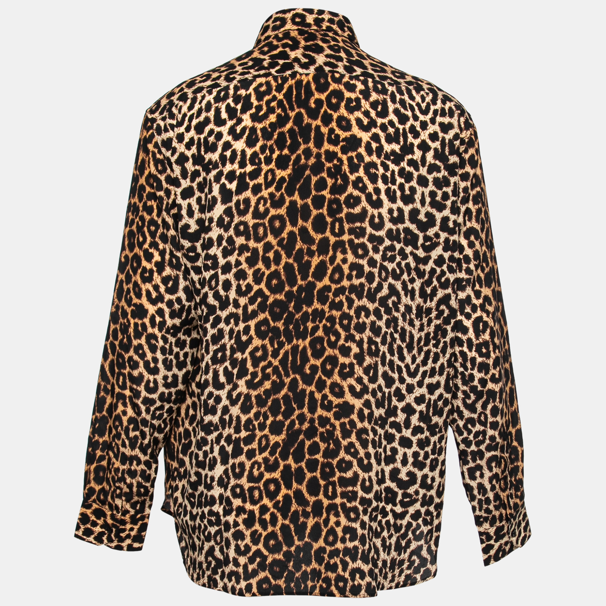 

Saint Laurent Brown Leopard Print Oversized Shirt