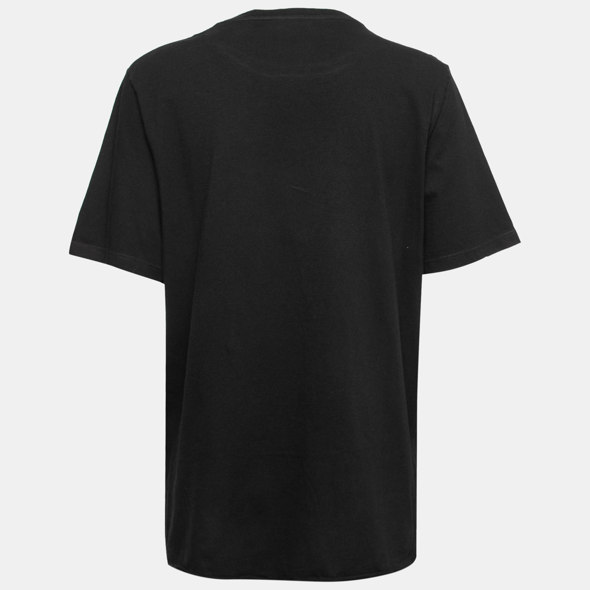 

Saint Laurent Paris Black Abstract Logo Printed Cotton T Shirt