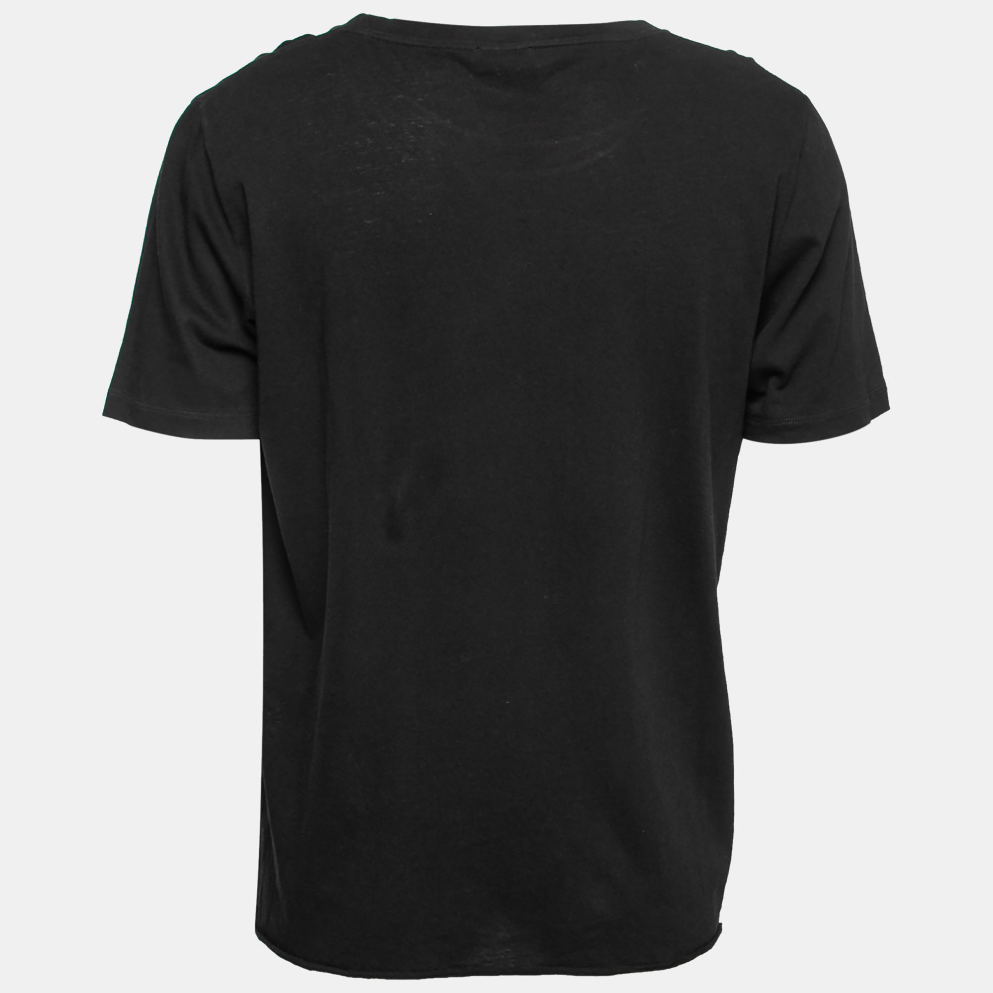 

Saint Laurent Black Cotton Printed Short Sleeve T-Shirt