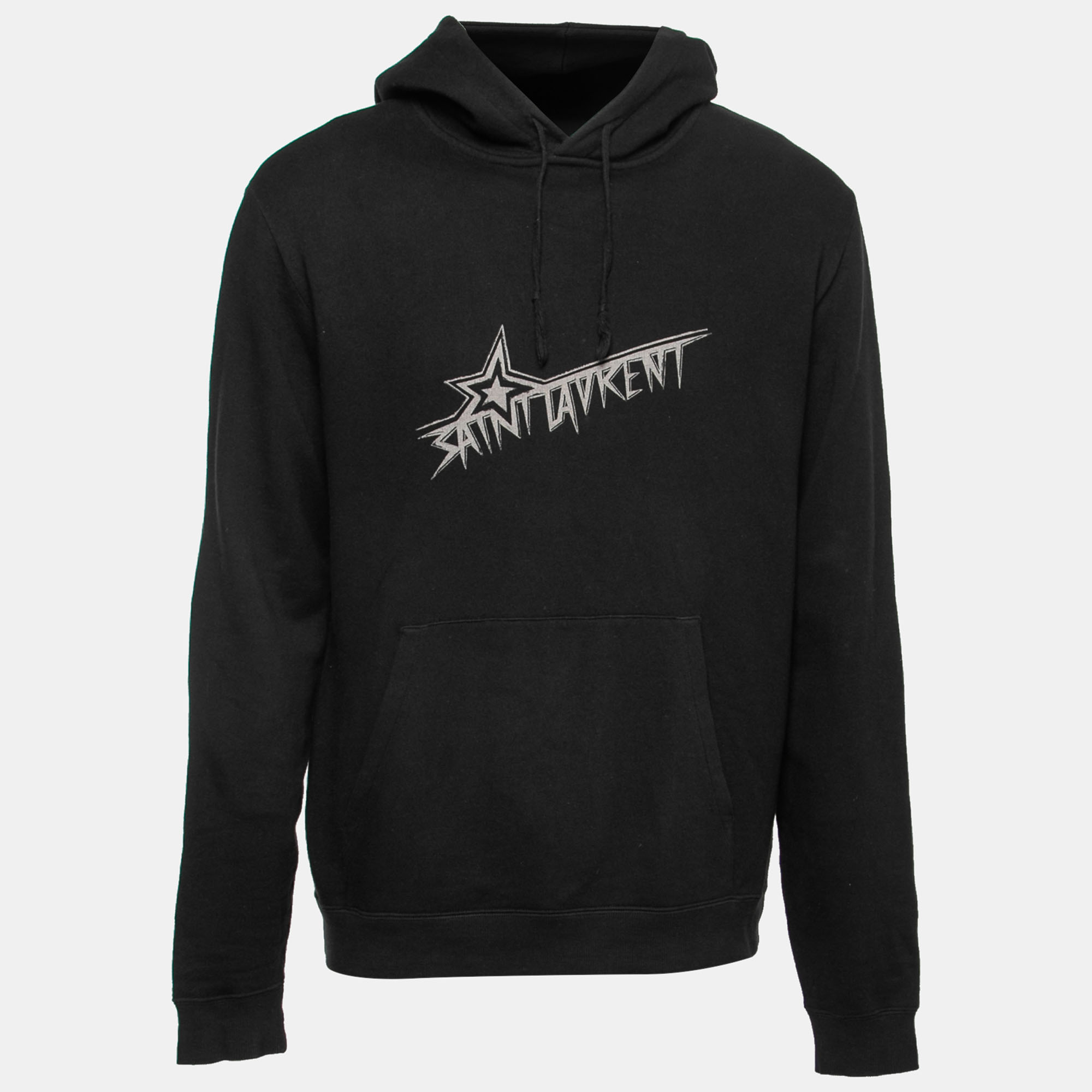 パーカー・フーディ Saint Laurent Black Cotton Hoodie with Logo Print 17194550_34884828_600.jpg