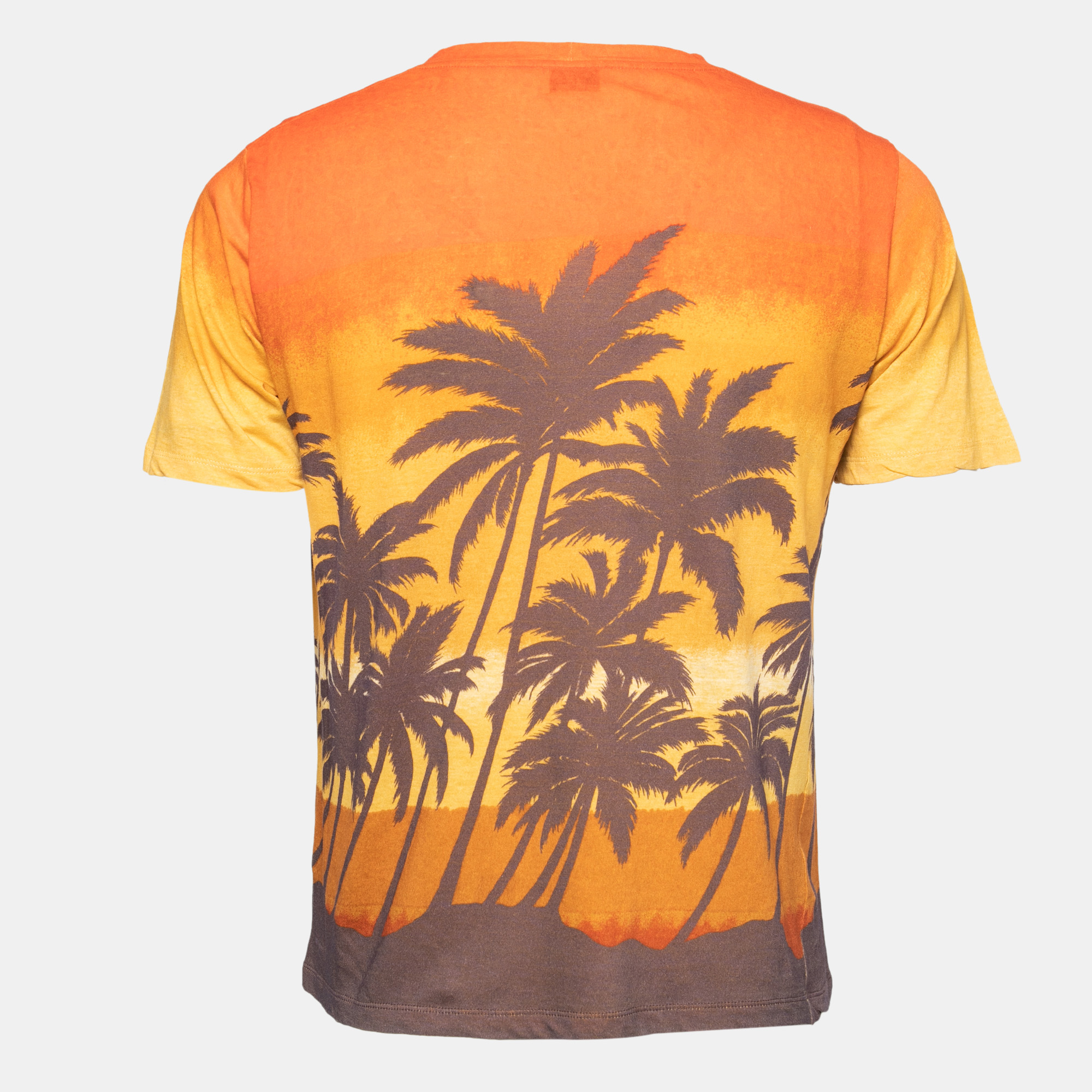 

Saint Laurent Orange Cotton Palm Tree Printed Short Sleeve T-Shirt