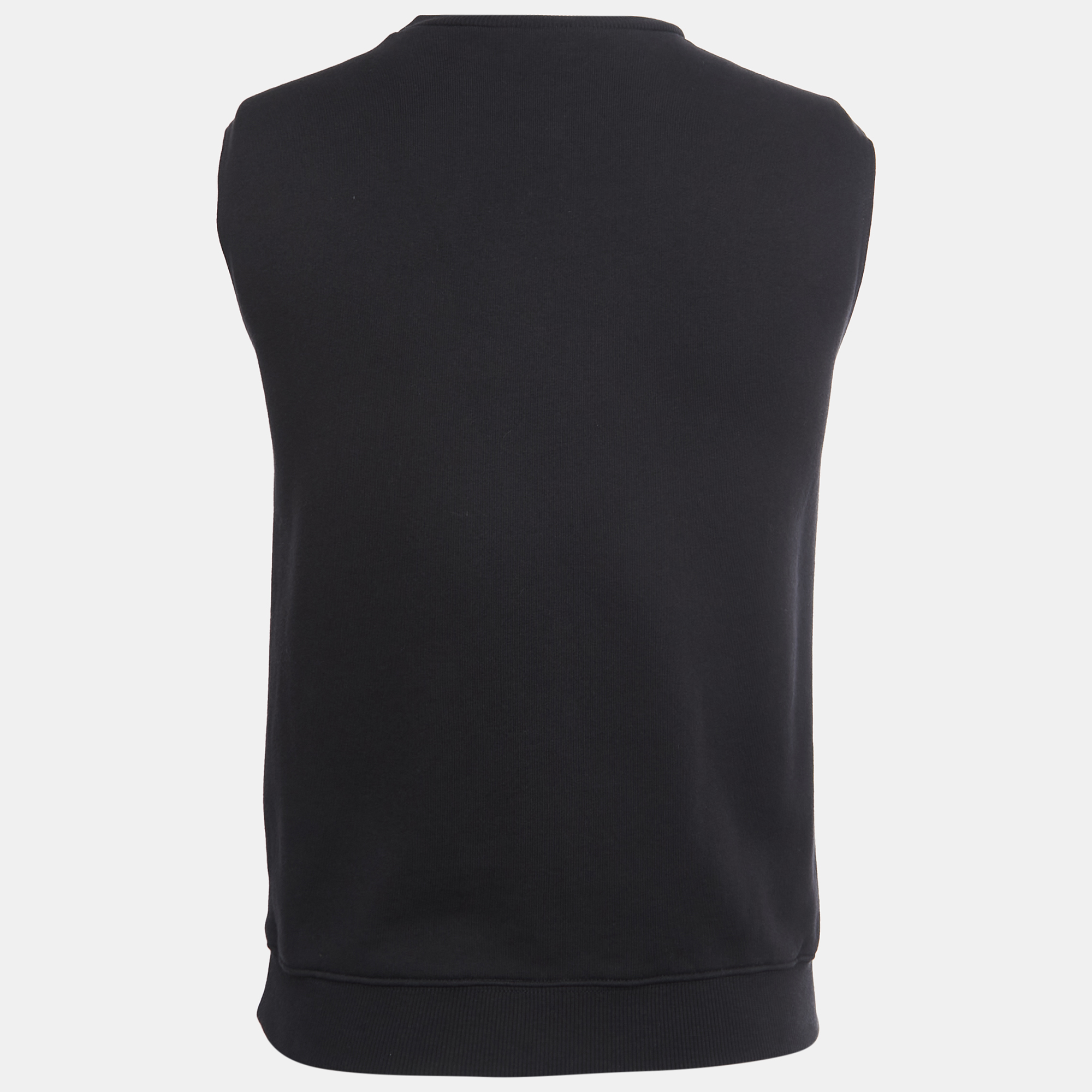 

Saint Laurent Black Cotton & Leather Sleeveless Pullover