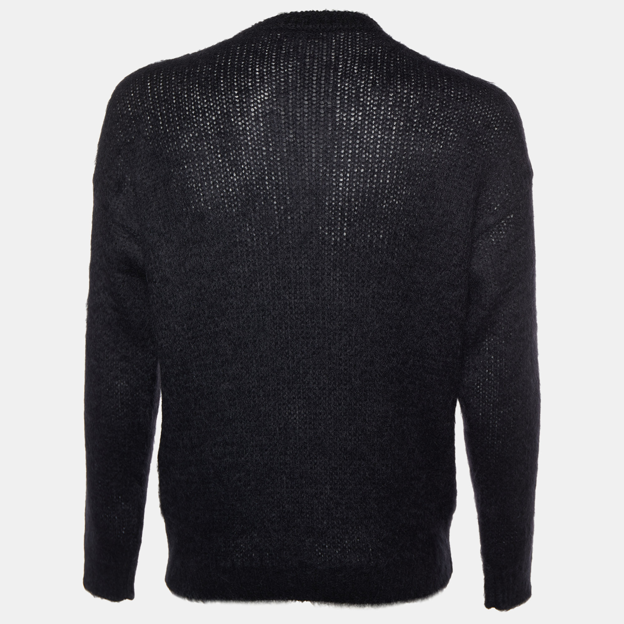

Saint Laurent Black Logo Printed Mohair Knit Sweater