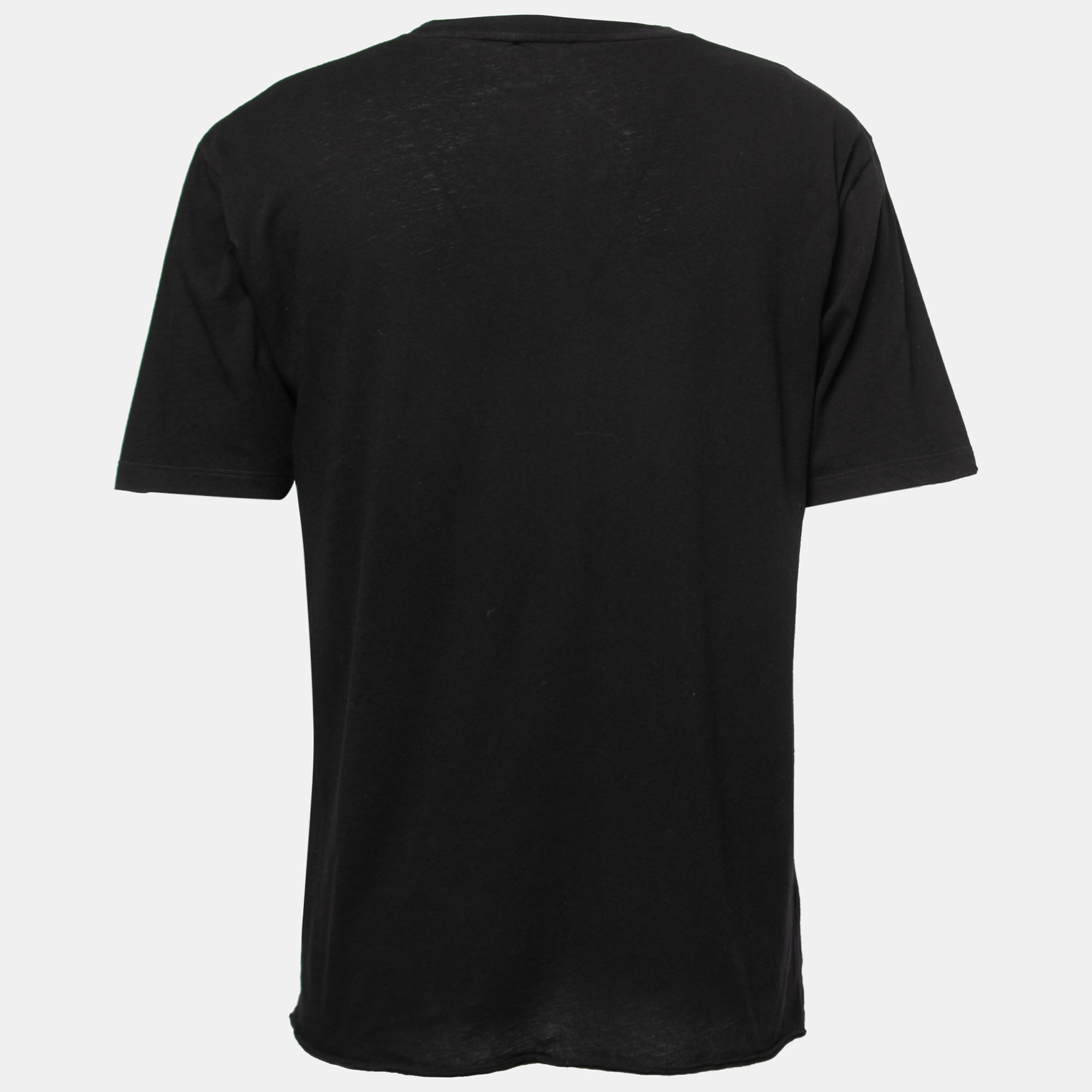 

Saint Laurent Paris Black Signature Print Cotton Crew Neck T-Shirt