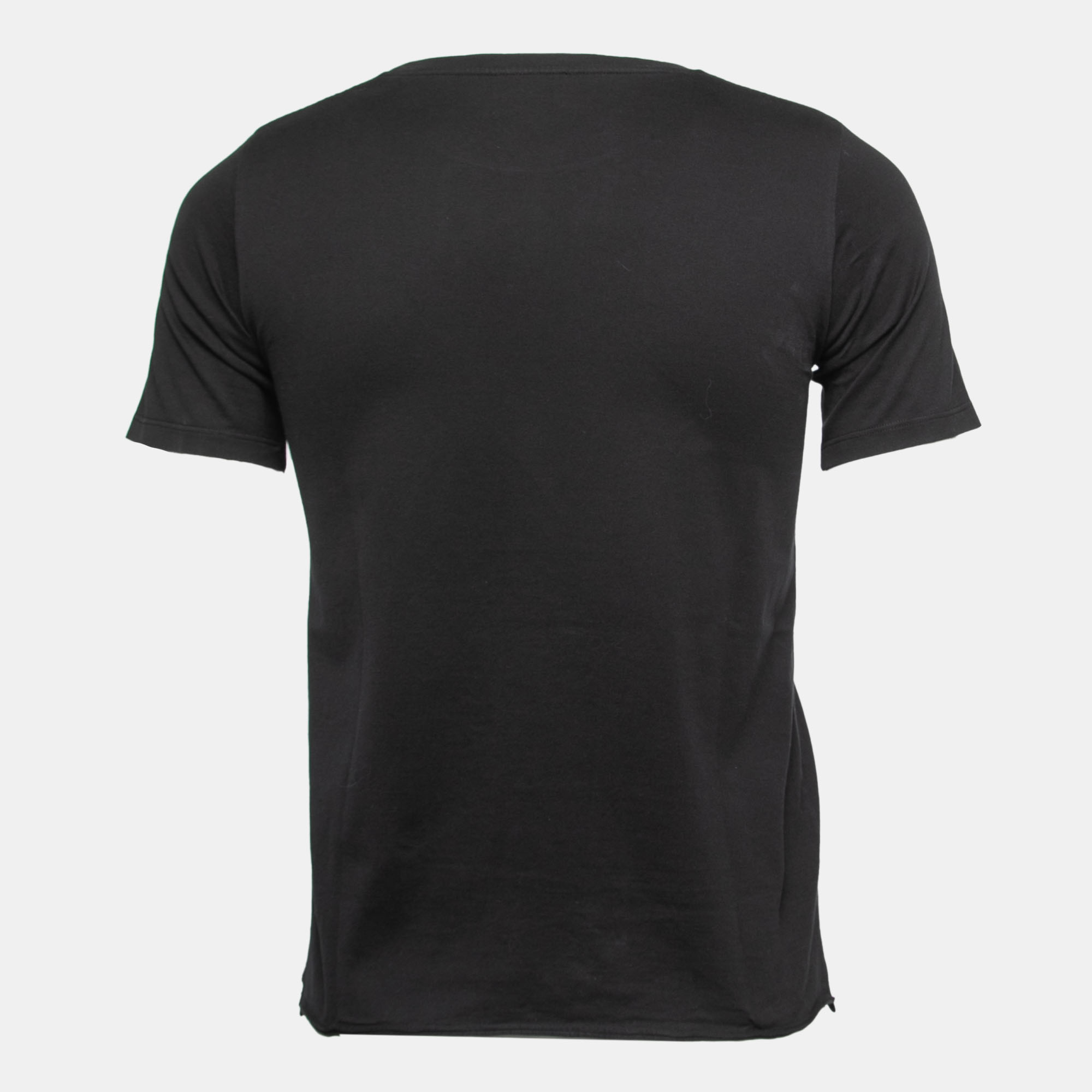 

Saint Laurent Black Logo Print Cotton Crew Neck T-Shirt