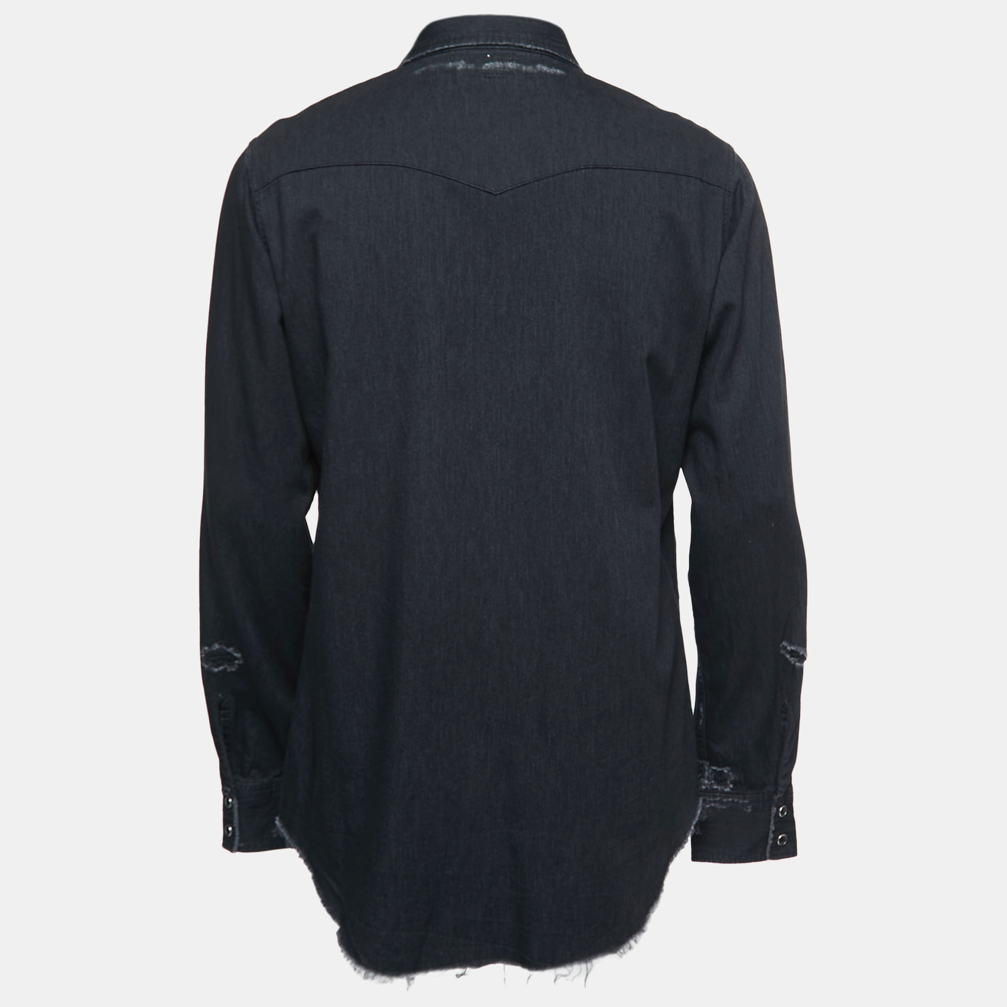 

Saint Laurent Black Distressed Denim Full Sleeve Shirt