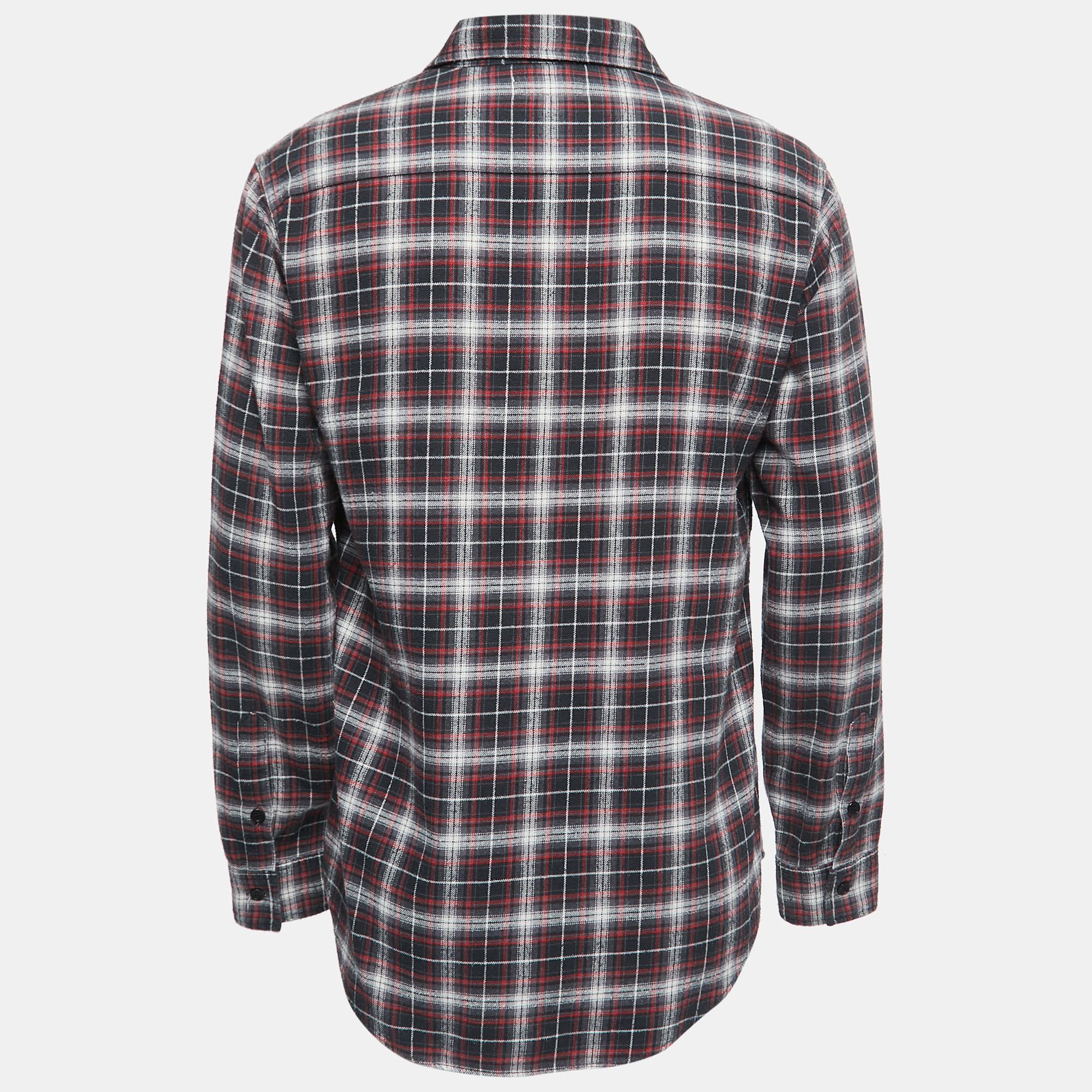 

Saint Laurent Grey Plaid Cotton Full Sleeve Shirt