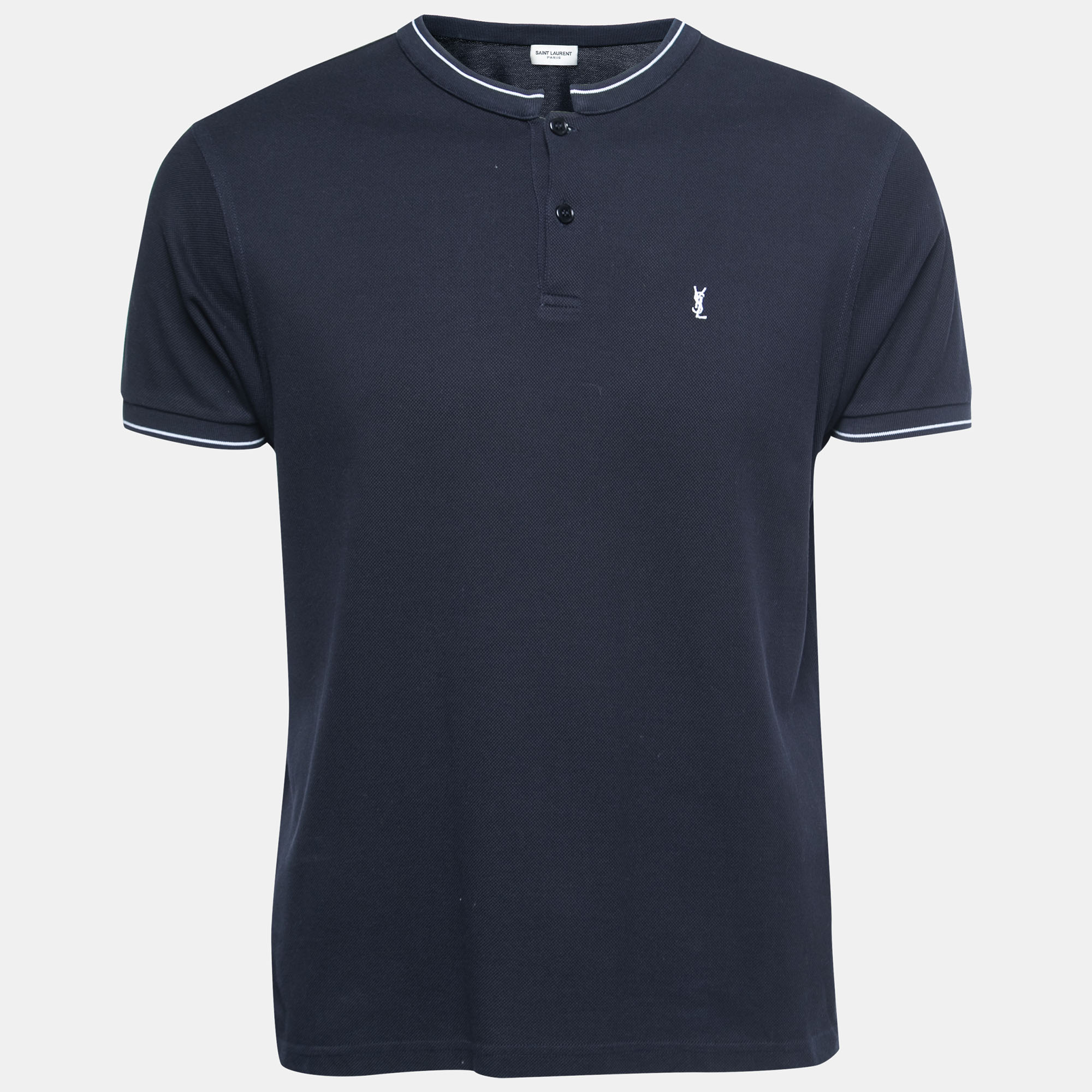 Pre-owned Saint Laurent Navy Blue Cotton Pique Polo T-shirt Xl