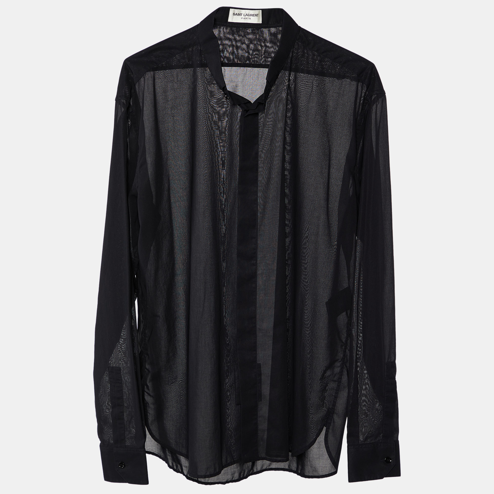 

Saint Laurent Paris Black Cotton Button Front Shirt