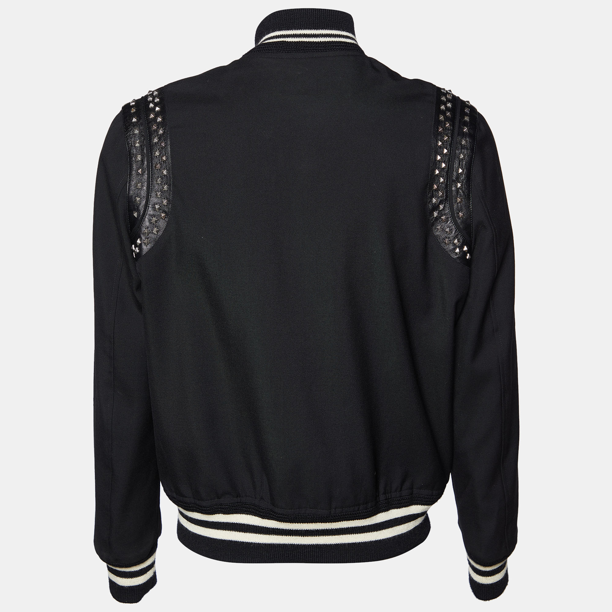 

Saint Laurent Black Wool Stud Detail Button Front Jacket