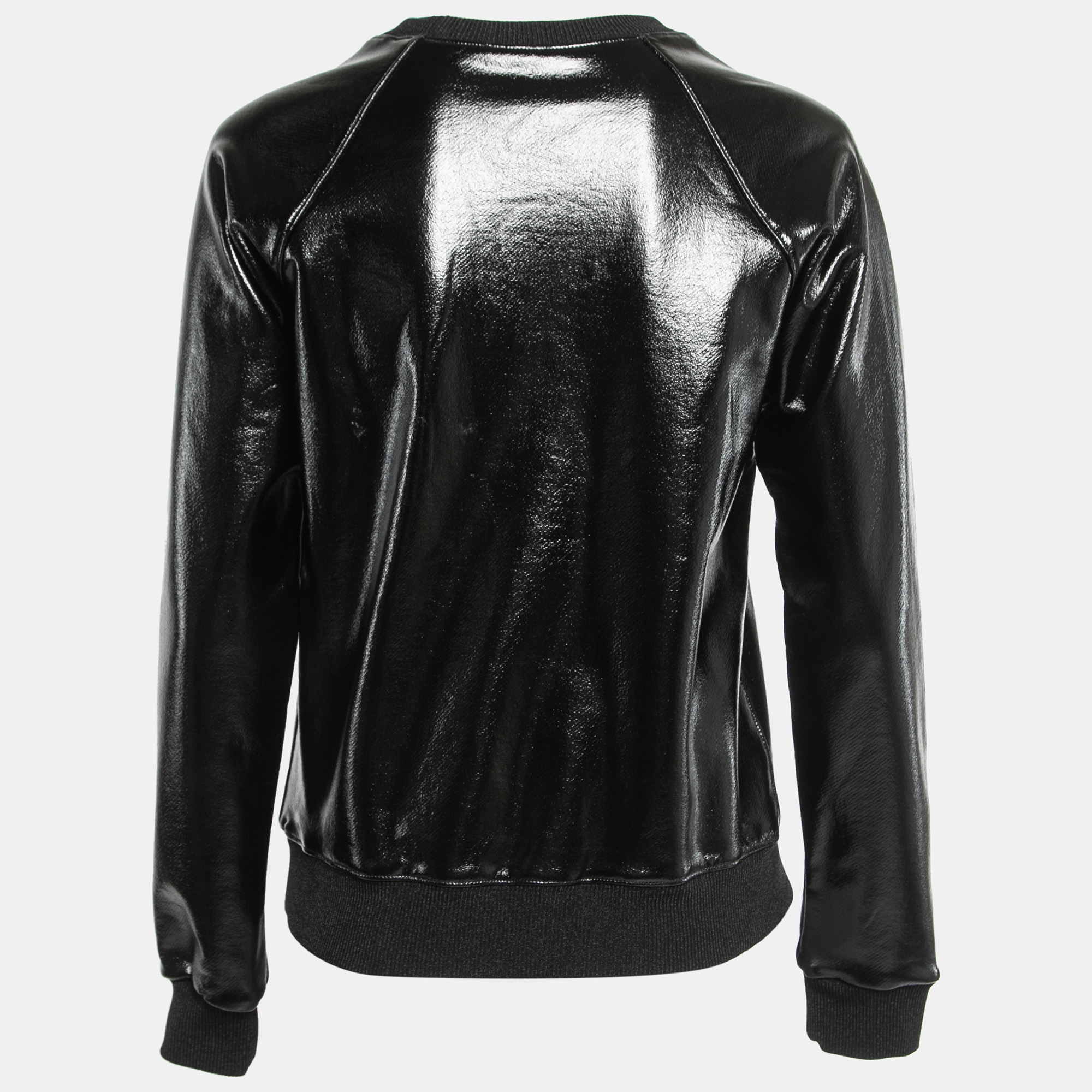 

Saint Laurent Black Lacquer Coated Cotton Crew Neck Sweatshirt