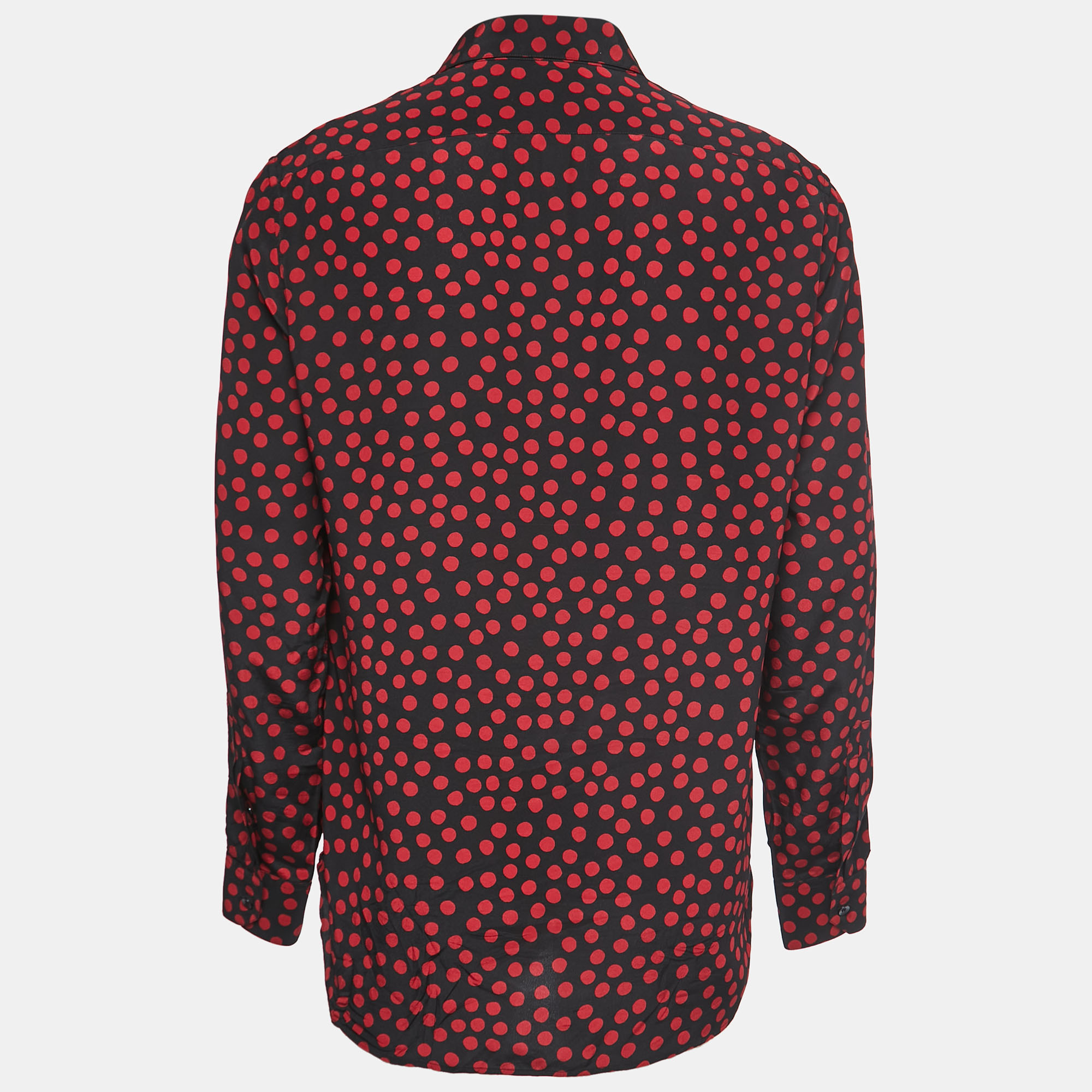 

Saint Laurent Paris Black/Red Polka Dot Print Silk Button Front Full Sleeve Shirt
