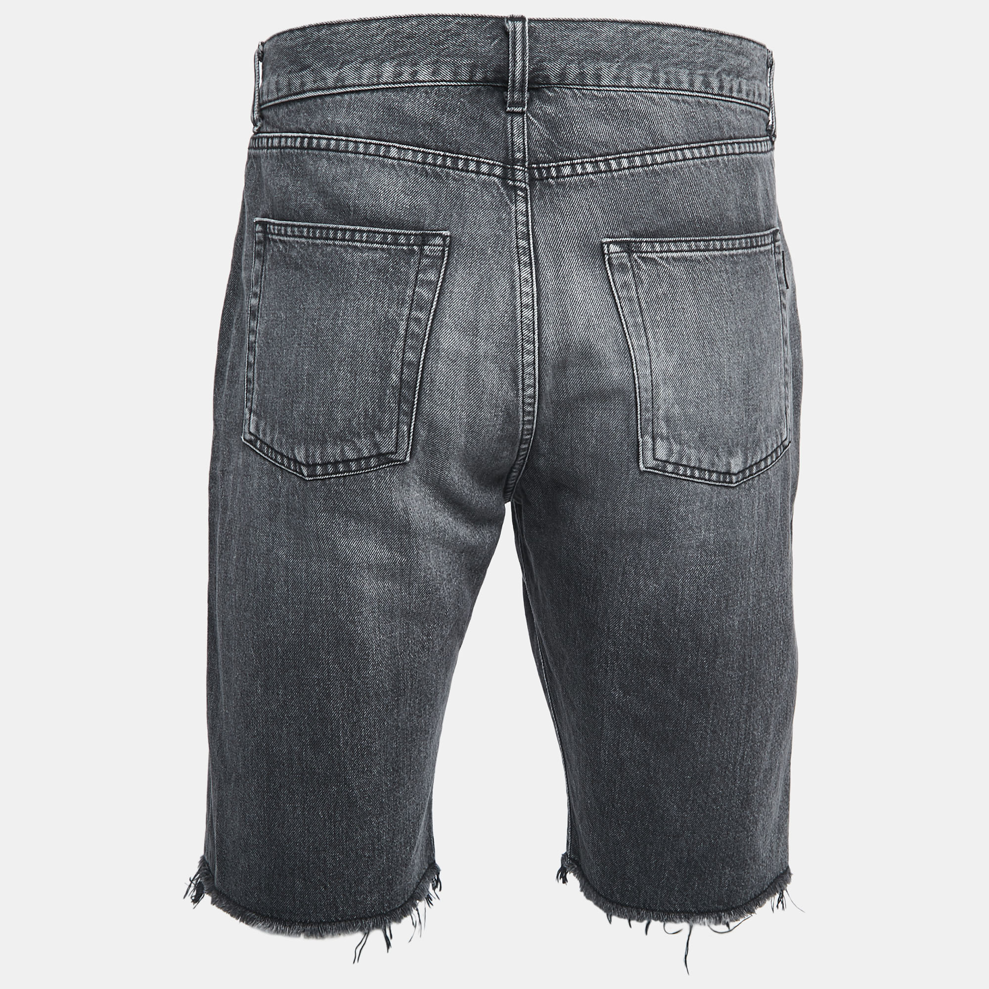 

Saint Laurent Grey Washed Denim Shorts  Waist 34