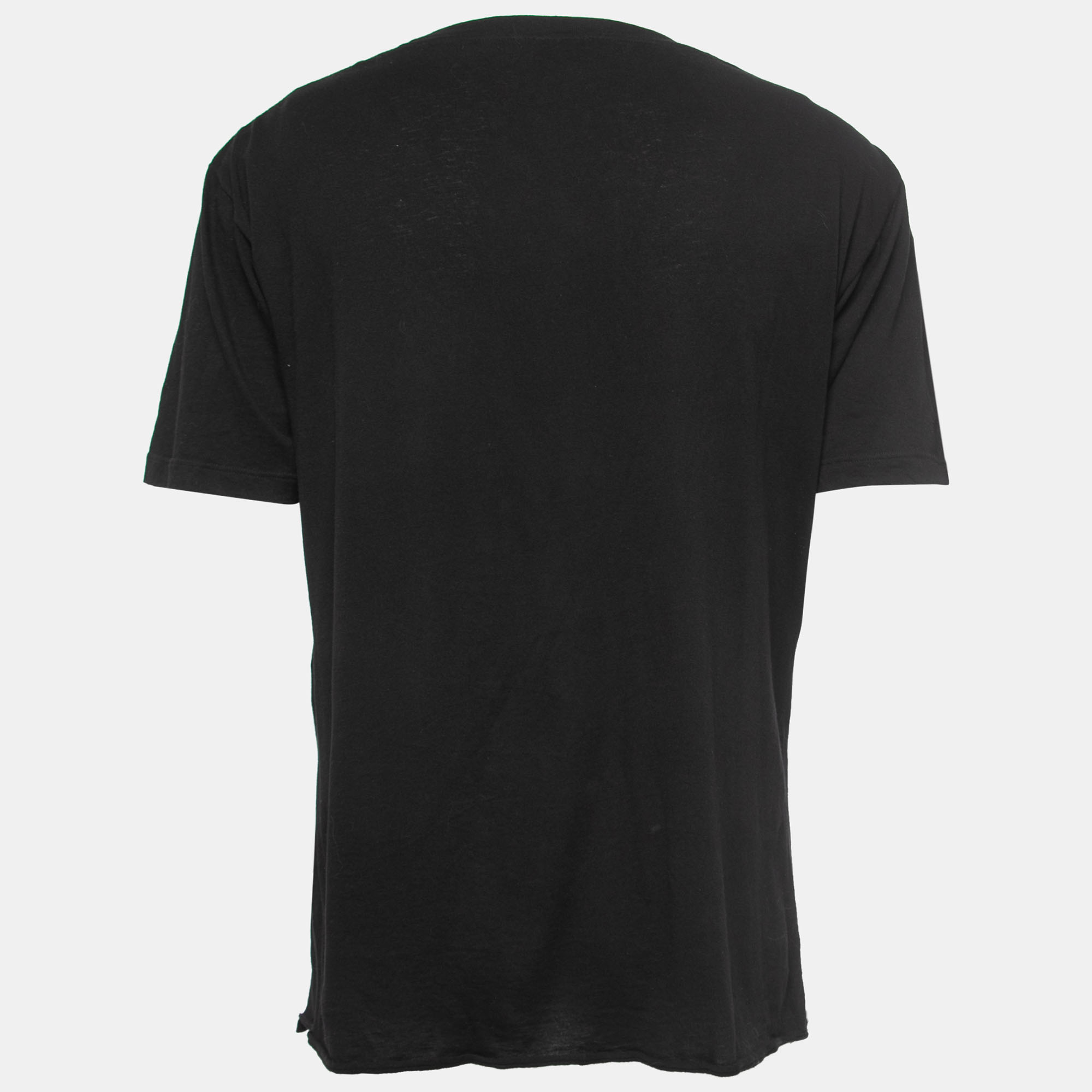 

Saint Laurent Black Smoking Kills Print Cotton Crew Neck T-Shirt